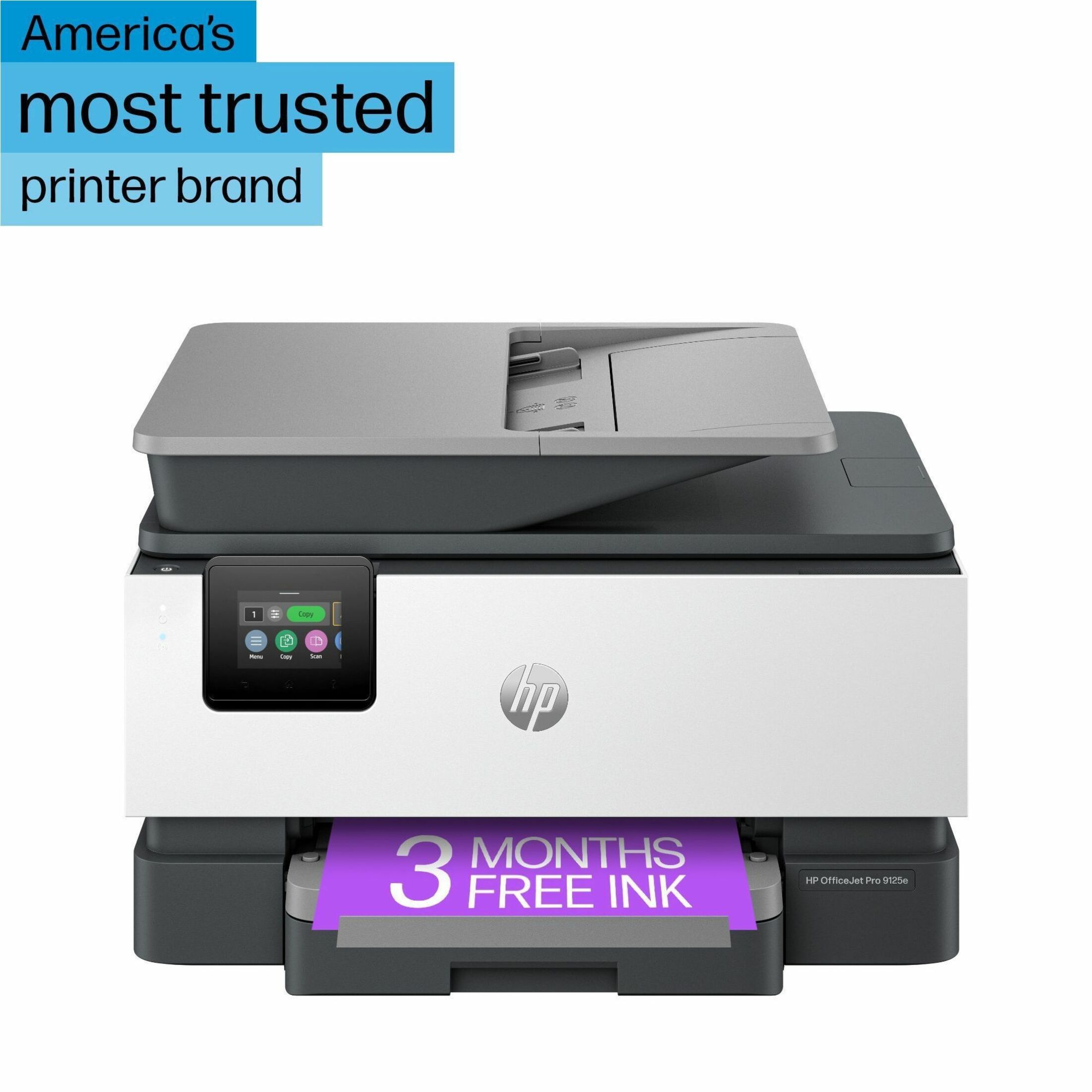 HP Officejet Pro 9125e Wired & Wireless Inkjet Multifunction Printer - Copier/Fax/Printer/Scanner - 1200 x 1200 dpi Print - Automatic Duplex Print - Up to 25000 Pages Monthly - Ethernet - Wireless LAN - Apple AirPrint, ChromeOS, HP Smart App, Wi-Fi Direct, Mopria - USB - For Plain Paper Print — alternate image2