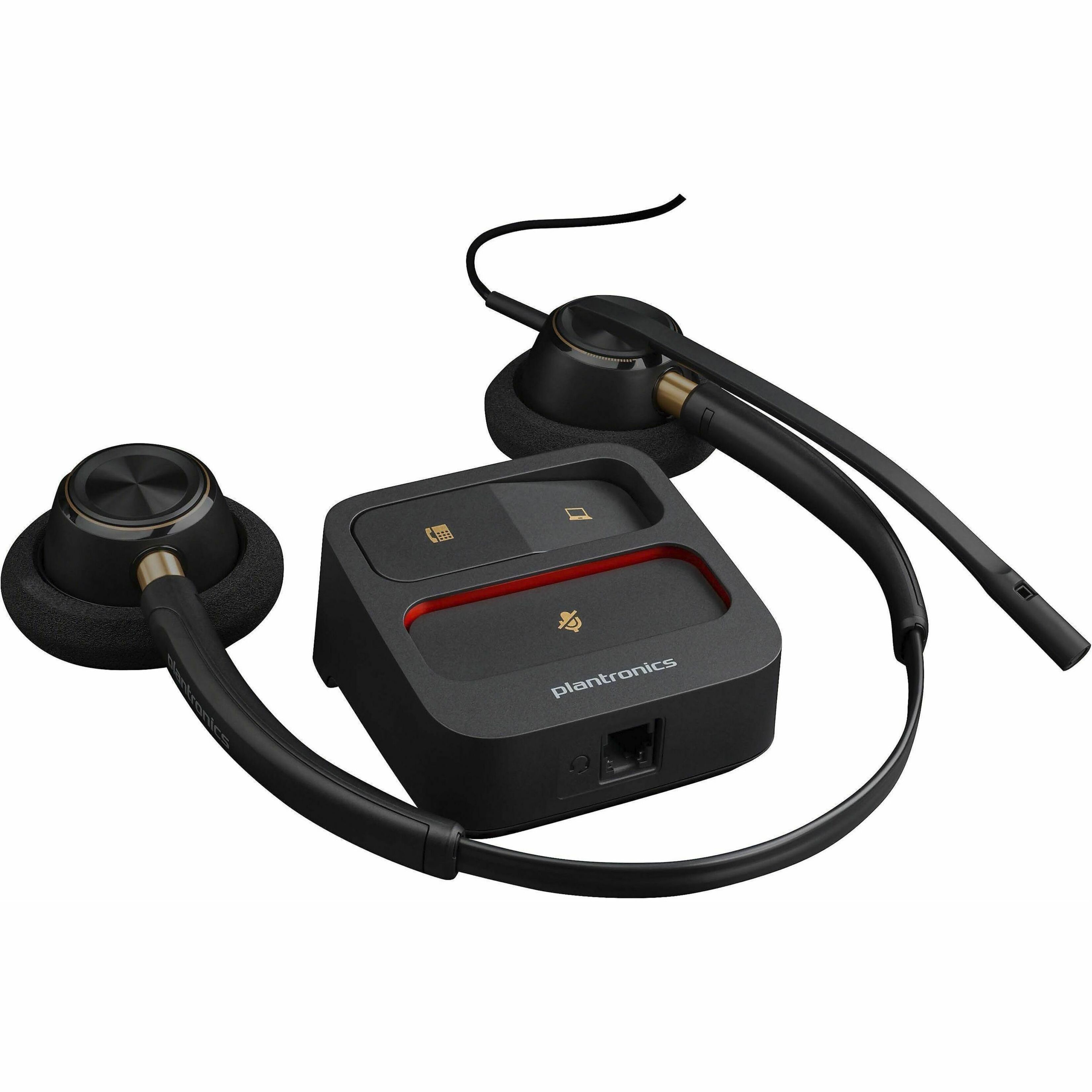 Poly EncorePro 520 with Quick Disconnect Binaural Headset TAA - Stereo - Mini-phone (3.5mm), Quick Disconnect - Wired - 20 Hz to 16 kHz - On-ear, Over-the-head - Binaural - Supra-aural - 2.58 ft Cable - Omni-directional, Noise Cancelling Microphone - Black - TAA Compliant — alternate image1