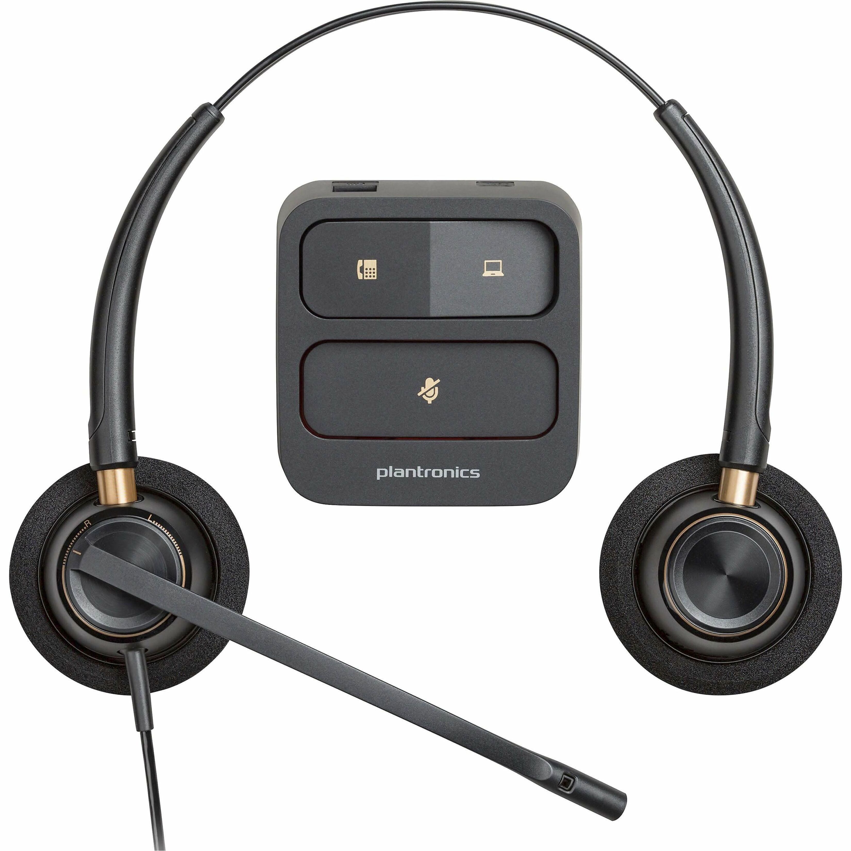 Poly EncorePro 520 with Quick Disconnect Binaural Headset TAA - Stereo - Mini-phone (3.5mm), Quick Disconnect - Wired - 20 Hz to 16 kHz - On-ear, Over-the-head - Binaural - Supra-aural - 2.58 ft Cable - Omni-directional, Noise Cancelling Microphone - Black - TAA Compliant — collections