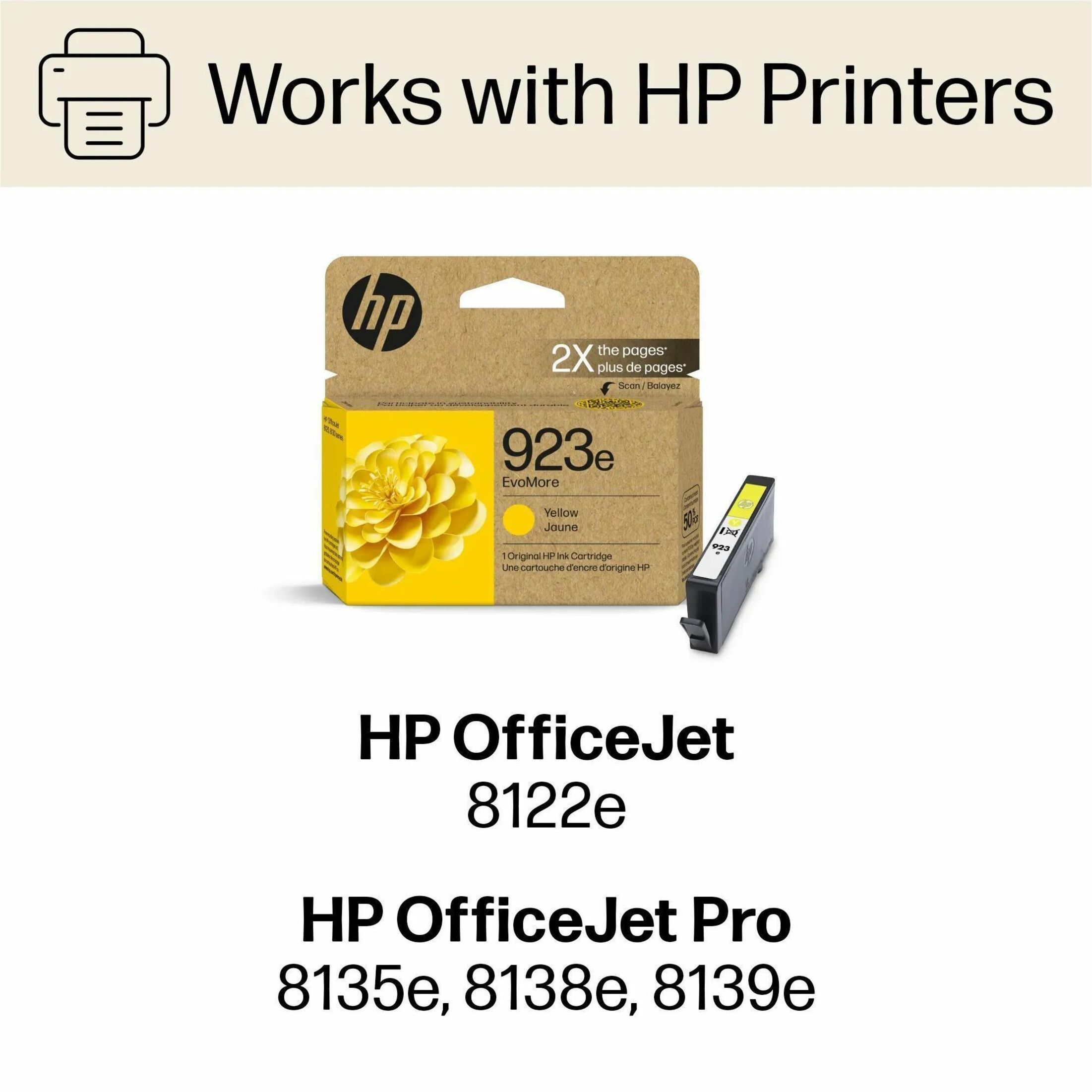 HP EvoMore 923e Original High Yield Inkjet Ink Cartridge - Yellow - 1 Each - 800 Pages — alternate image1