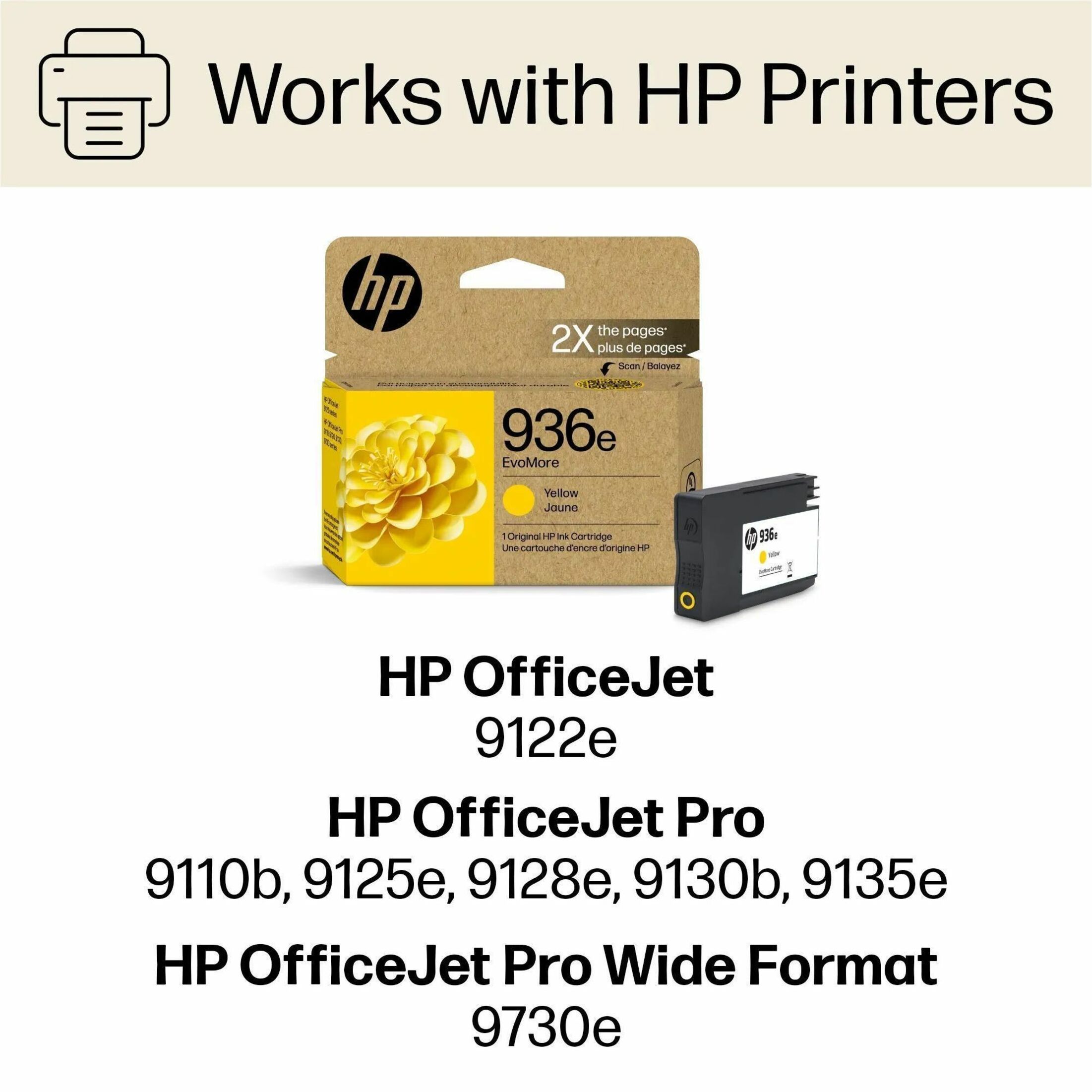 HP EvoMore 936e Original High Yield Inkjet Ink Cartridge - Yellow - 1 Each - 1650 Pages — alternate image1