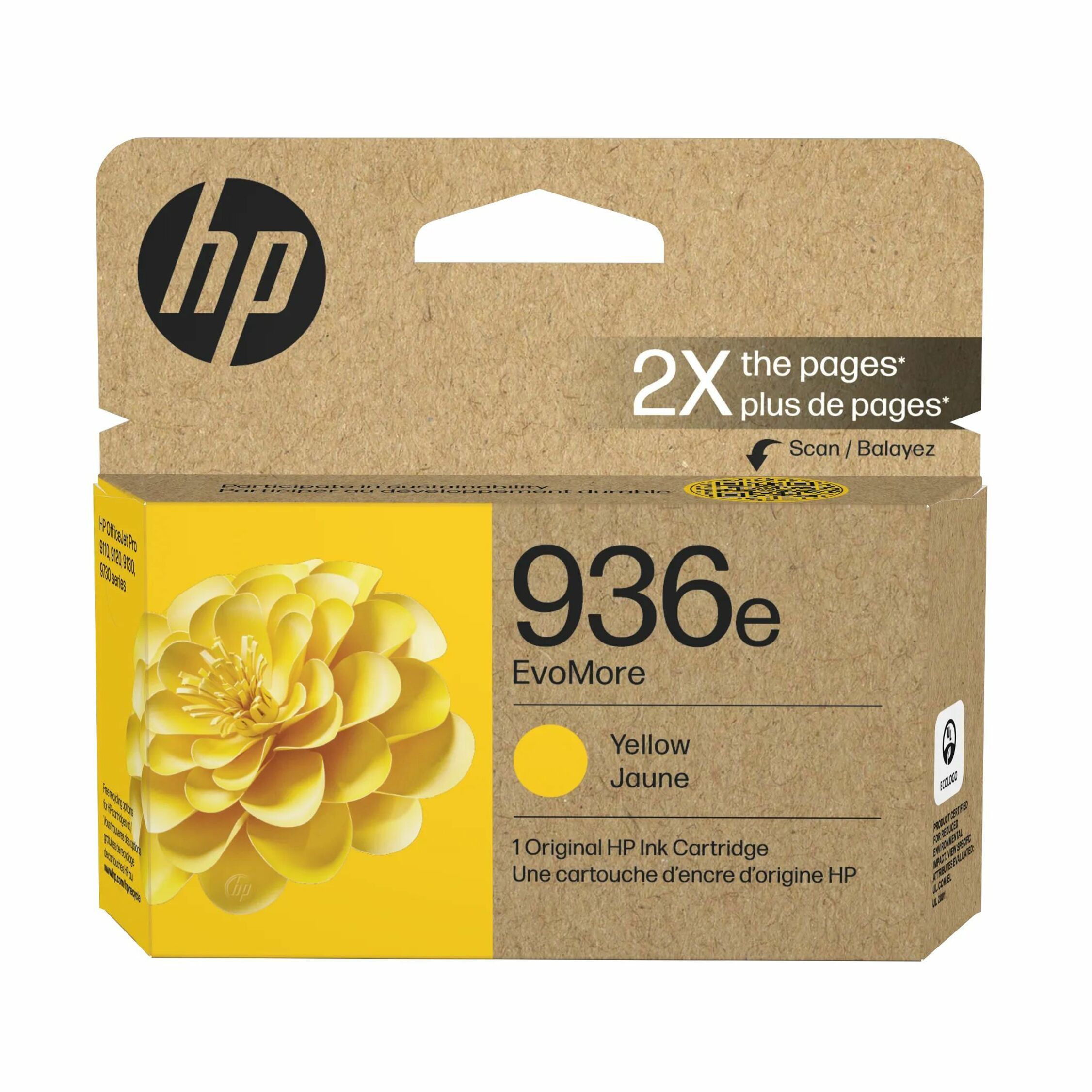 HP EvoMore 936e Original High Yield Inkjet Ink Cartridge - Yellow - 1 Each - 1650 Pages