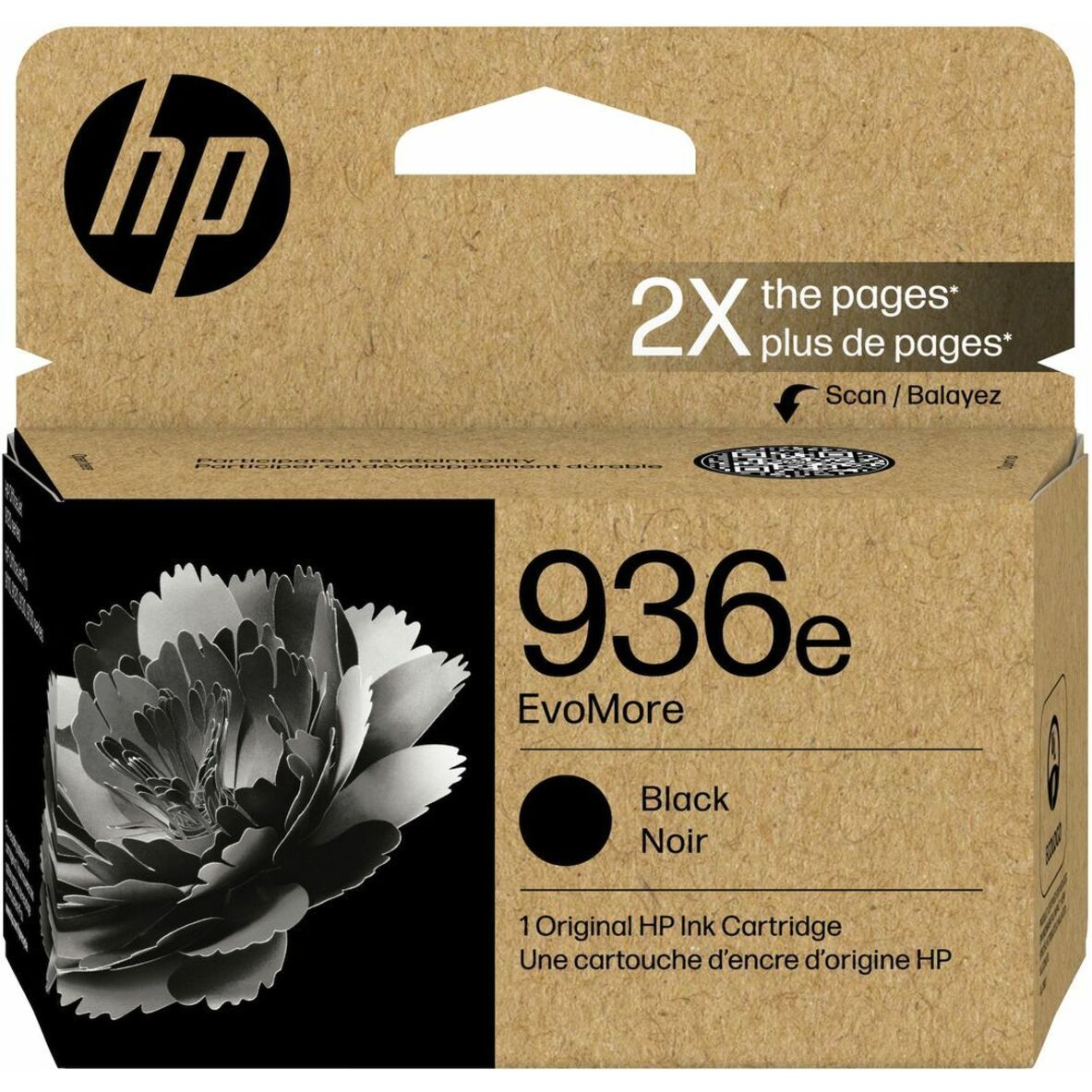 HP EvoMore 936e Original High Yield Inkjet Ink Cartridge - Black - 1 Each - 2500 Pages