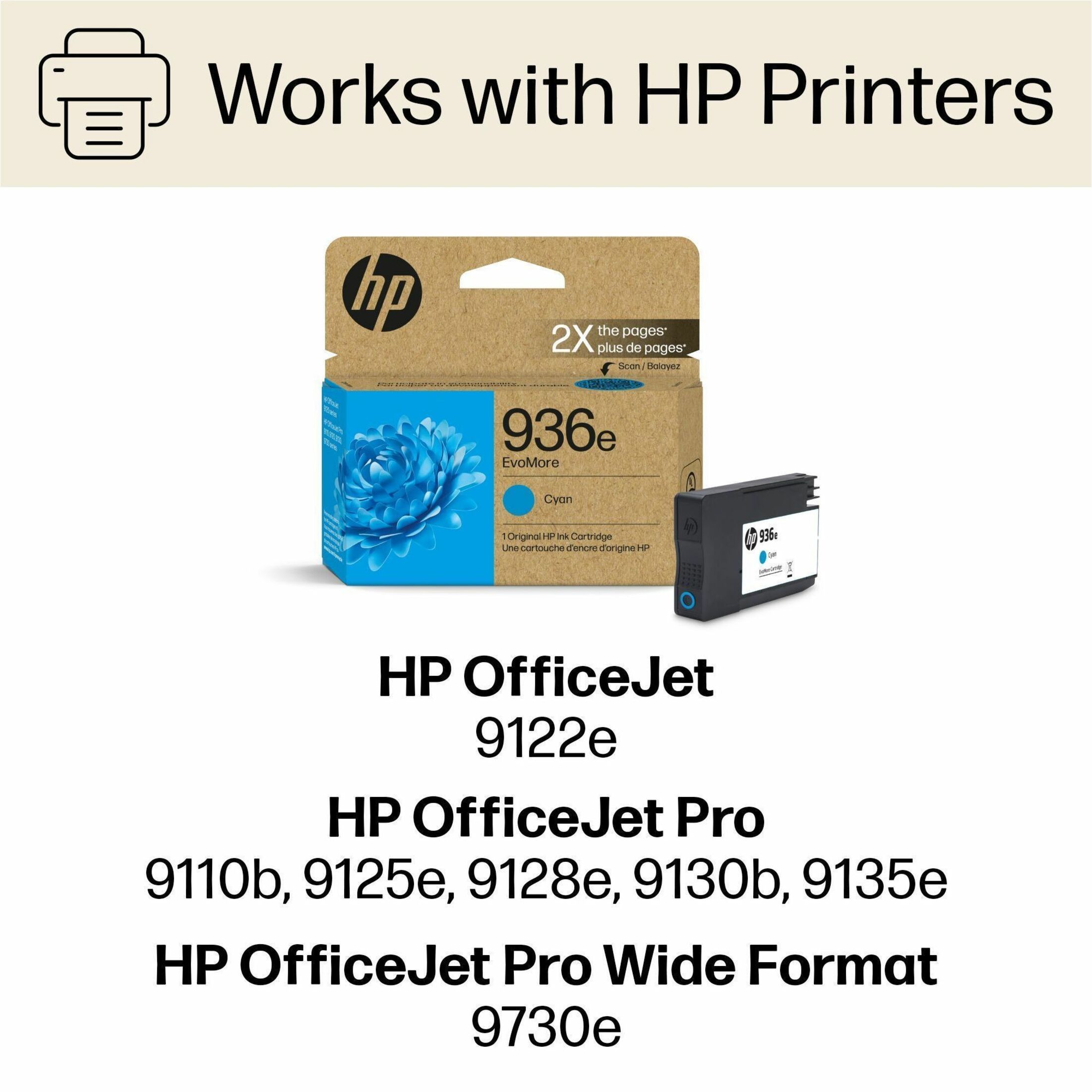 HP EvoMore 936e Original High Yield Inkjet Ink Cartridge - Cyan - 1 Each - 1650 Pages — alternate image1