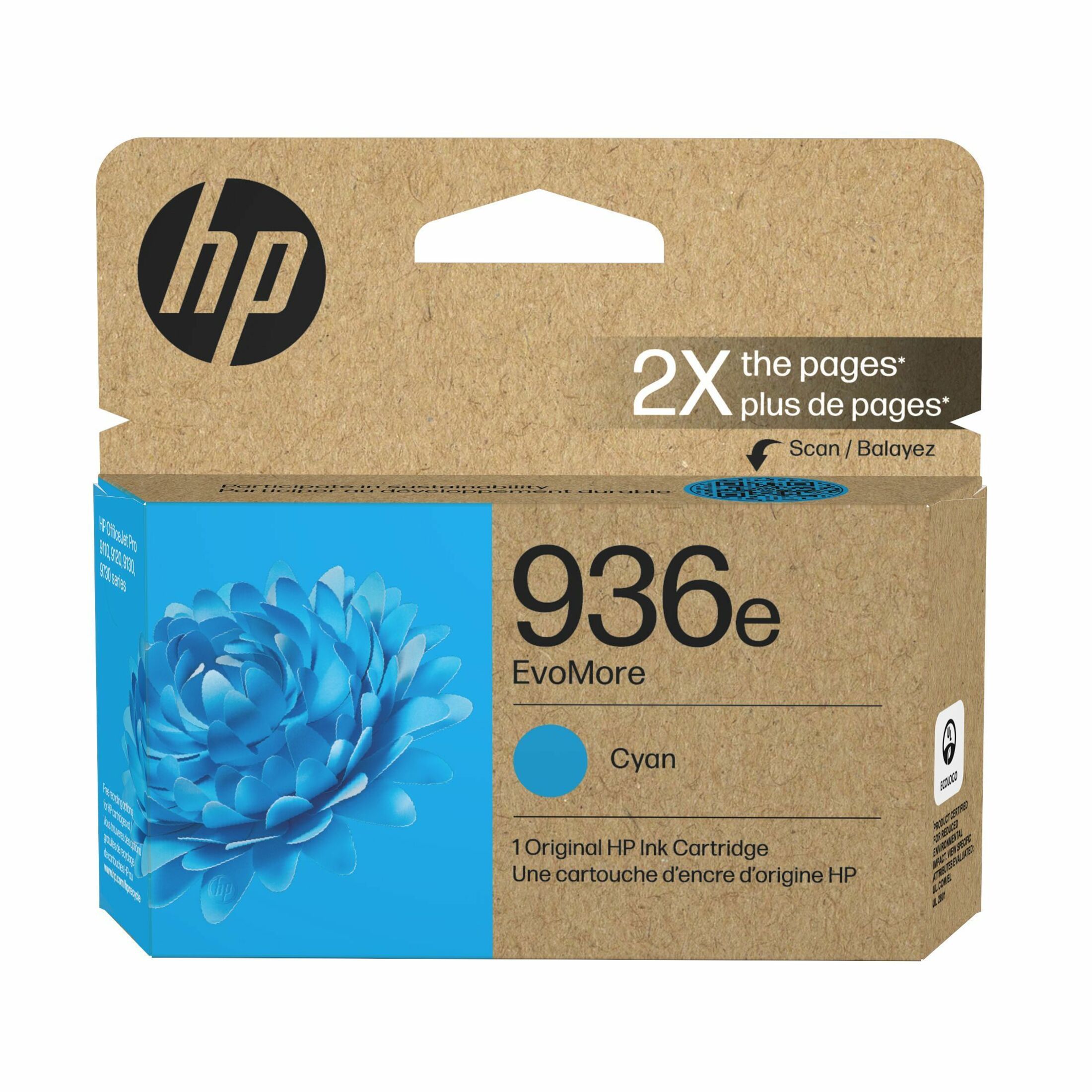 HP EvoMore 936e Original High Yield Inkjet Ink Cartridge - Cyan - 1 Each - 1650 Pages