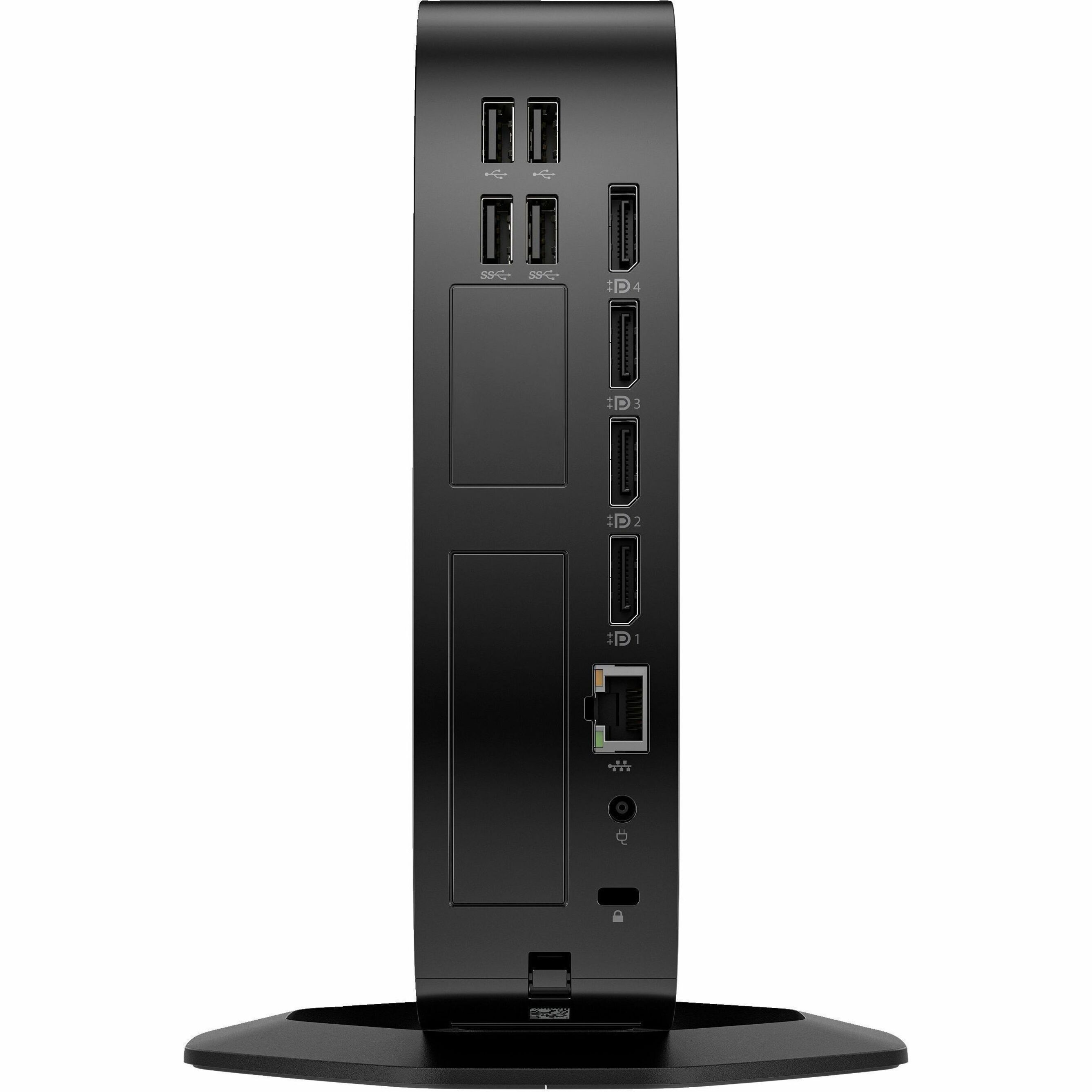 HP Elite t755 Thin Client Ryzen V2546 Hexa-core (6 Core) 3 GHz - TAA Compliant - AMD Chip - 8 GB RAM DDR4 SDRAM - DDR4-3200/PC4-25600 - 32 GB Flash - Gigabit Ethernet - HP ThinPro - DisplayPort - Network (RJ-45) - 7 Total USB Port(s) - 2 USB 2.0 Port(s) - USB Type-C - 90 W — rear