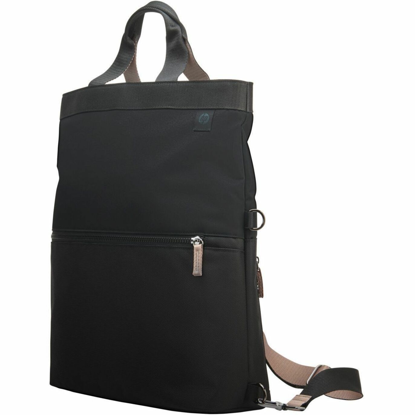 HP Carrying Case (Backpack/Tote) for 14" to 14.1" Notebook - Black, Taupe - RFID Resistant, Water Resistant - Plastic, Polyethylene Foam Body - D-ring, Shoulder Strap, Trolley Strap, Luggage Strap - 4.76 gal Volume Capacity — left