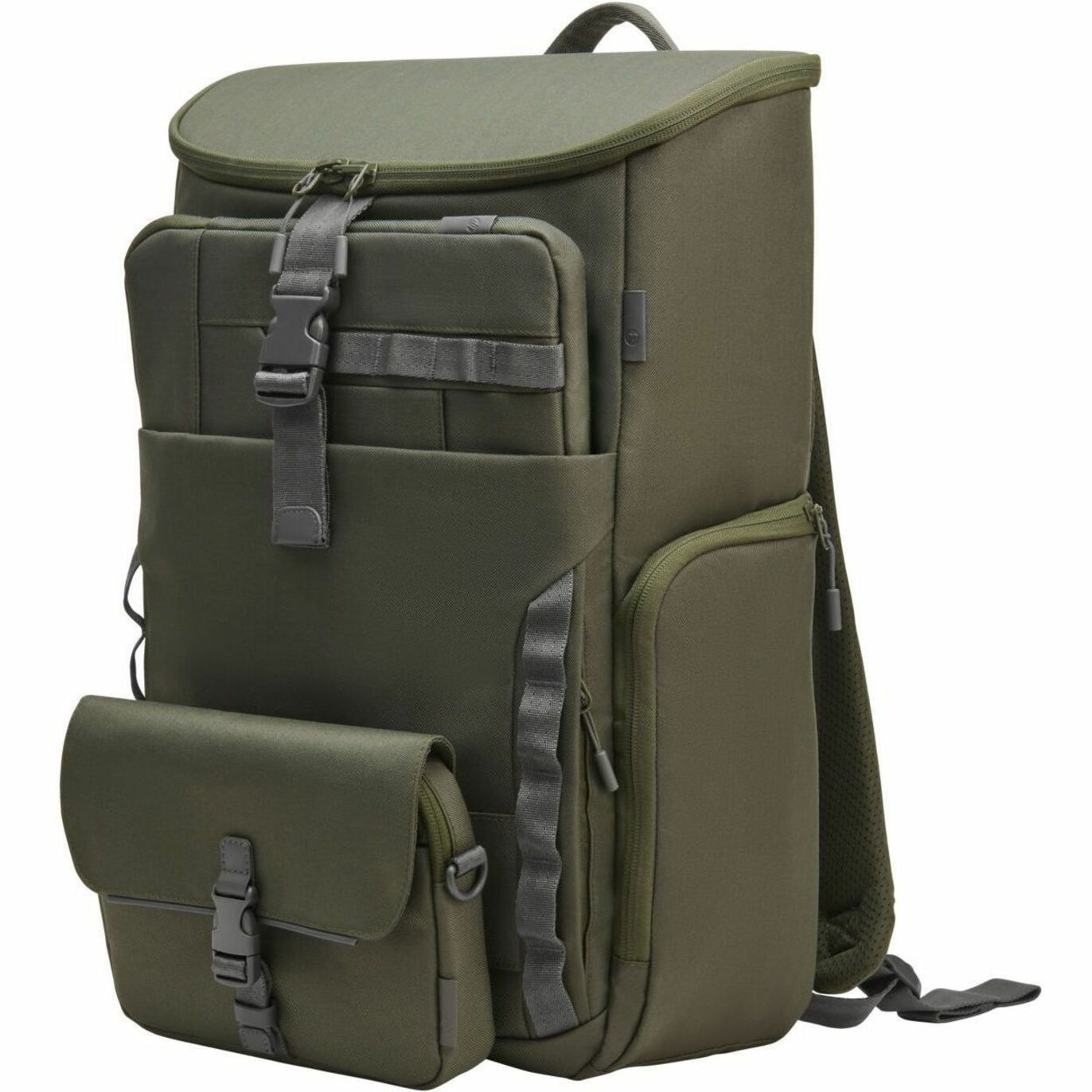 HP Carrying Case (Backpack) for 15.6" Notebook - Gray, Green - Water Resistant, RFID Resistant - Plastic, Polyethylene Foam Body - Shoulder Strap, D-ring, Luggage Strap, Trolley Strap, Handle - 7.13 gal Volume Capacity — alternate image1