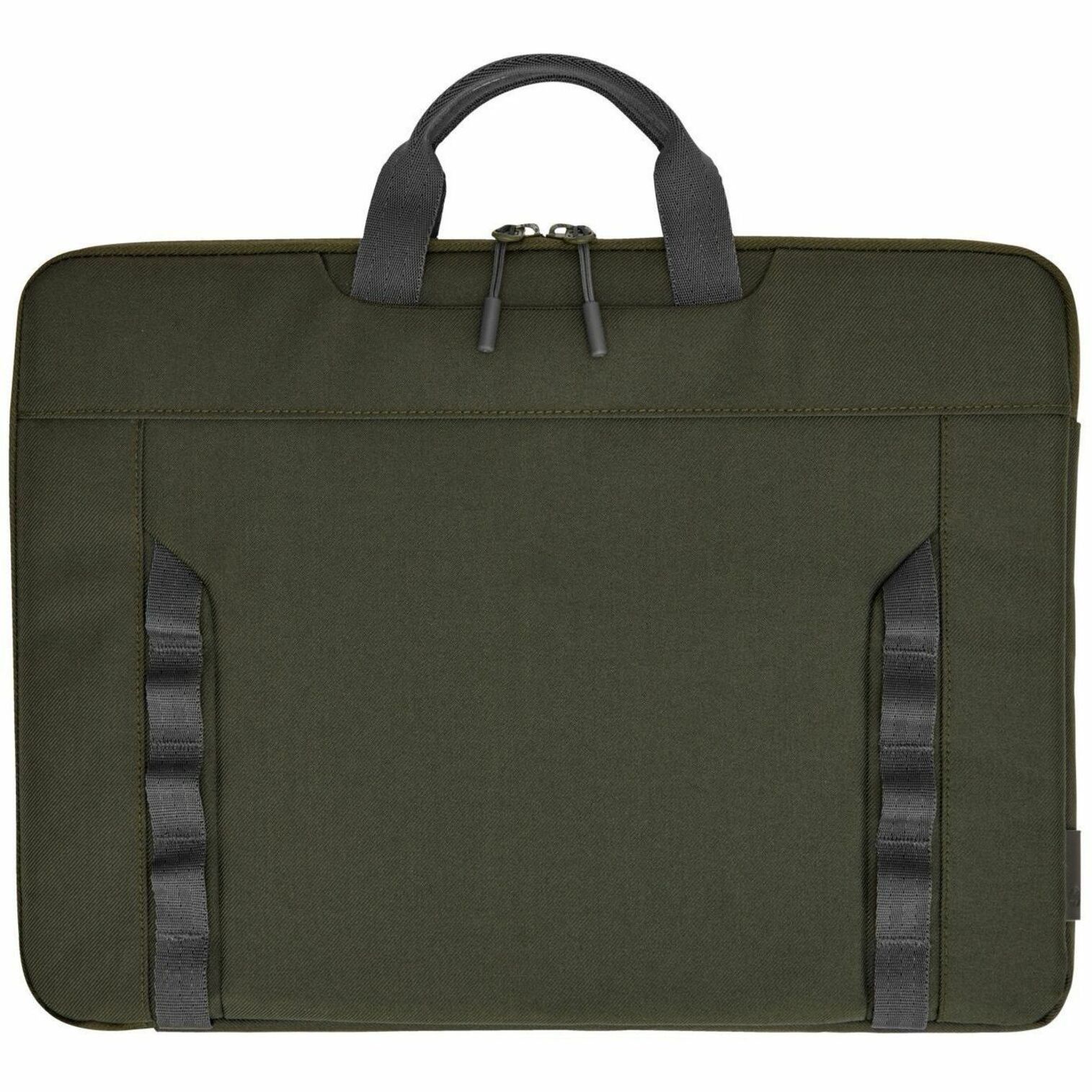 HP Carrying Case (Sleeve) for 15.6" Notebook - Gray, Green - Water Resistant - Plastic, Polyethylene Foam Body - Handle, Shoulder Strap - 1.59 gal Volume Capacity — rearmaximum