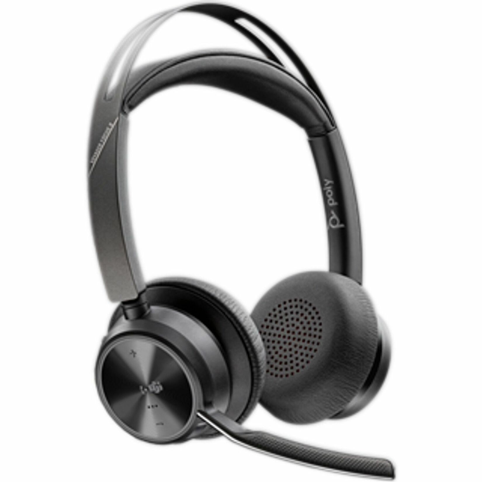 Poly Voyager Focus 2 Headset - Microsoft Teams Certification - Google Assistant, Siri - Stereo - USB Type C - Wired/Wireless - Bluetooth - 298.6 ft - 20 Hz to 20 kHz - Over-the-head, On-ear - Binaural - Supra-aural - 4" Cable - Omni-directional, Discreet, Noise Cancelling Microphone - Noise Canceling - Black