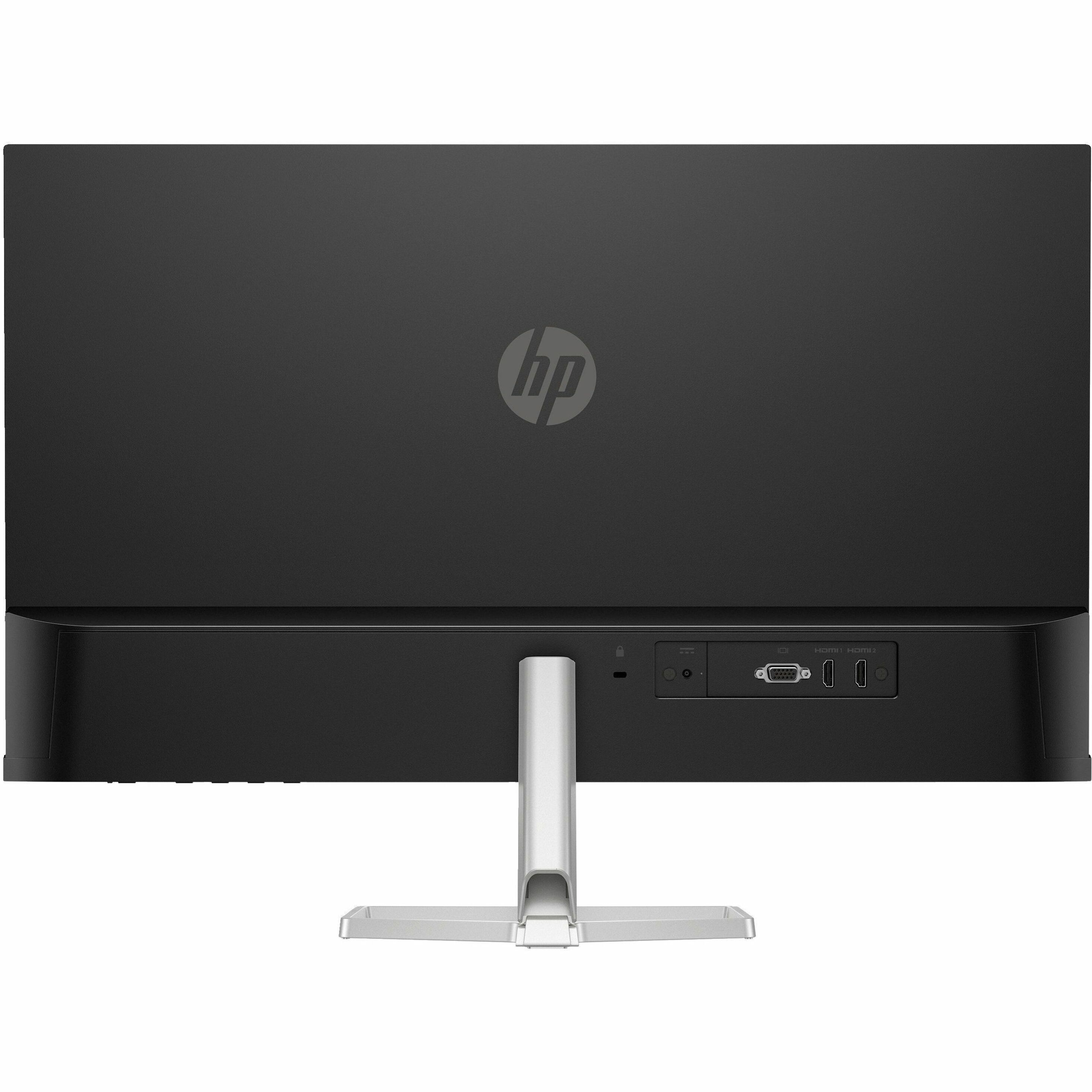 HP 527sf 27" Class Full HD LCD Monitor - 16:9 - 27" Viewable - In-plane Switching (IPS) Technology - 1920 x 1080 - 16.7 Million Colors - 300 Nit - 5 ms - 100 Hz Refresh Rate - Tilt - HDMI - VGA — rear