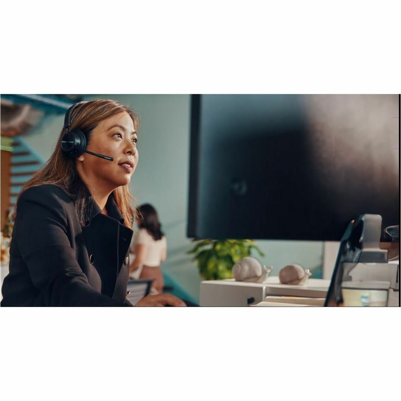 Poly Savi 7400 Office 7410 Headset - Microsoft Teams Certification - Mono - Wireless - Bluetooth/DECT - 590.6 ft - Over-the-head - Monaural - Supra-aural - Noise Cancelling Microphone - Noise Canceling - Black - TAA Compliant — life style