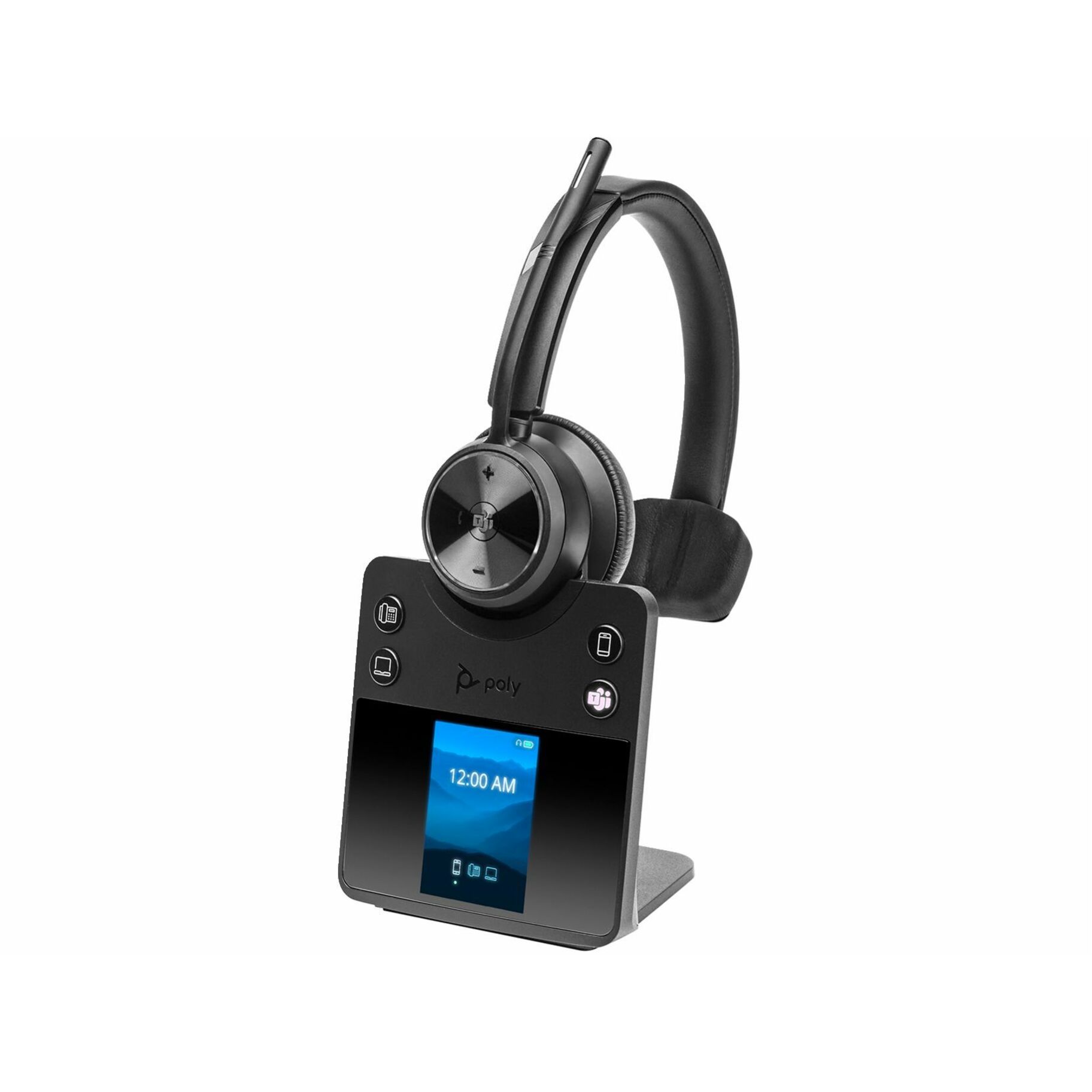 Poly Savi 7400 Office 7410 Headset - Microsoft Teams Certification - Mono - Wireless - Bluetooth/DECT - 590.6 ft - Over-the-head - Monaural - Supra-aural - Noise Cancelling Microphone - Noise Canceling - Black - TAA Compliant