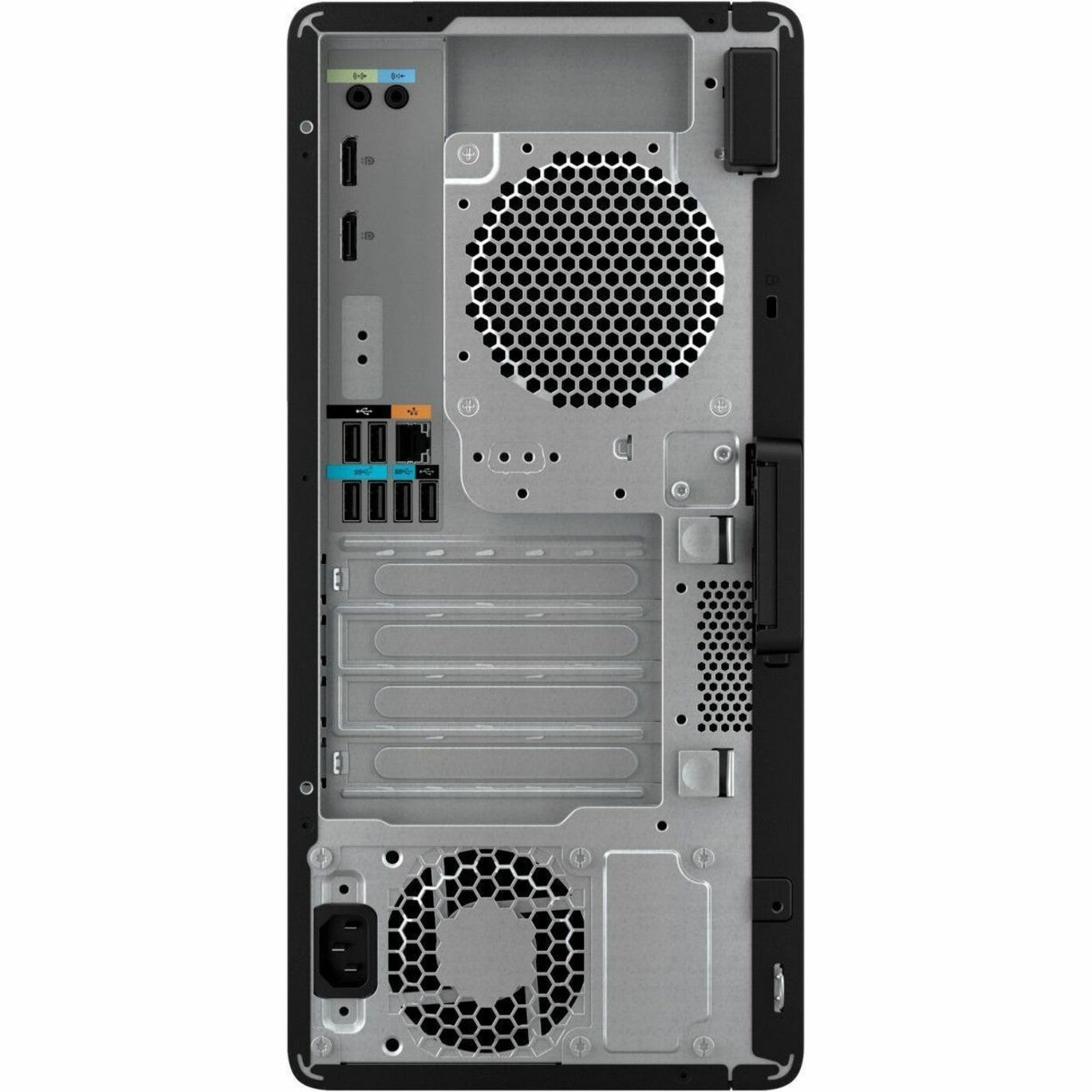 HP Z2 G9 Workstation - 1 Core i7 12th Gen i7-12700 - vPro Technology - 64 GB - Tower - Black - Intel W680 Chip - Serial ATA/600, NVMe Controller - 0, 1 RAID Levels - Gigabit Ethernet — rear