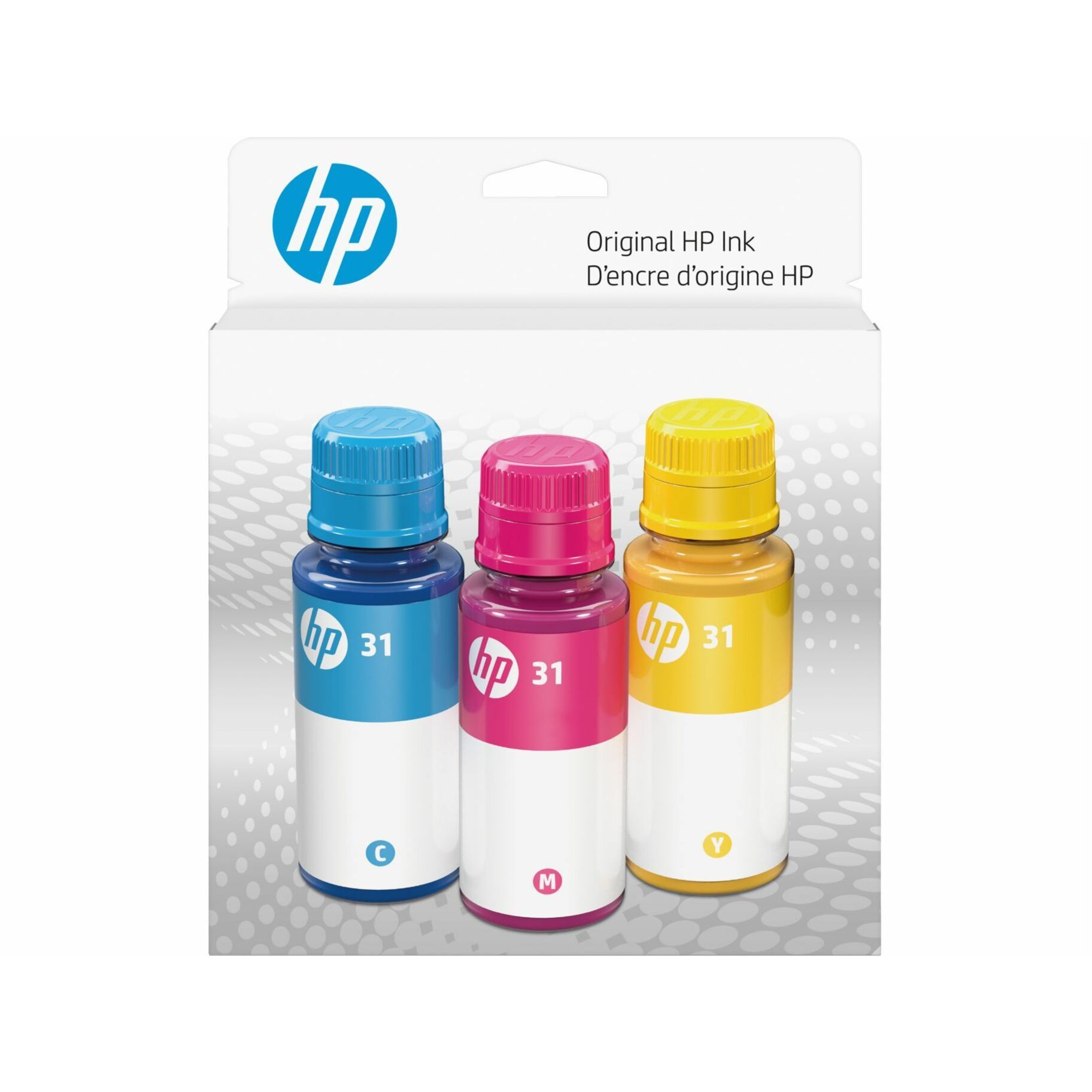HP 31 Color Original Ink Bottle Combo 3-Pack, 9C228AN