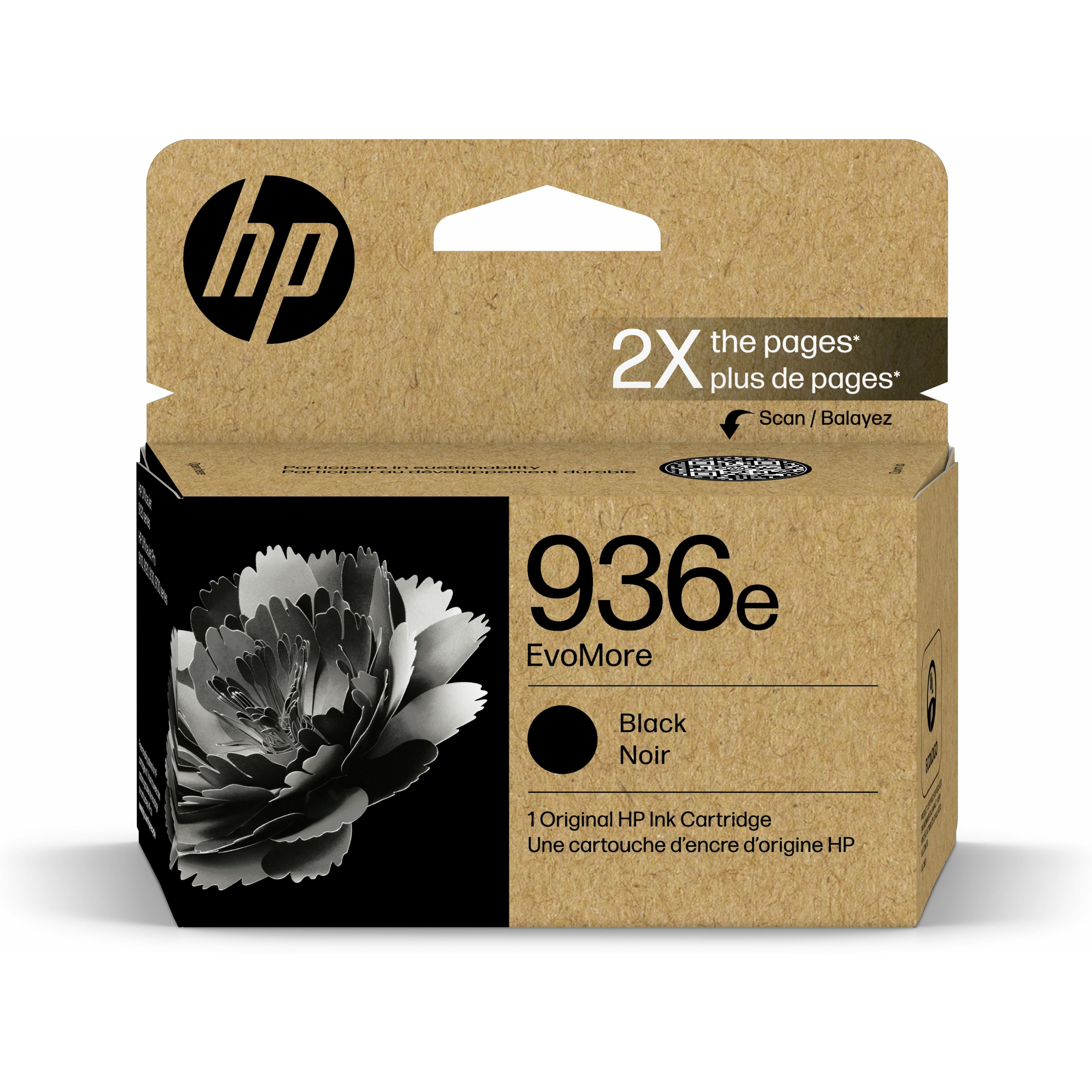HP EvoMore 936e Original Standard Yield Inkjet Ink Cartridge - Black - 1 Each - 2500 Pages