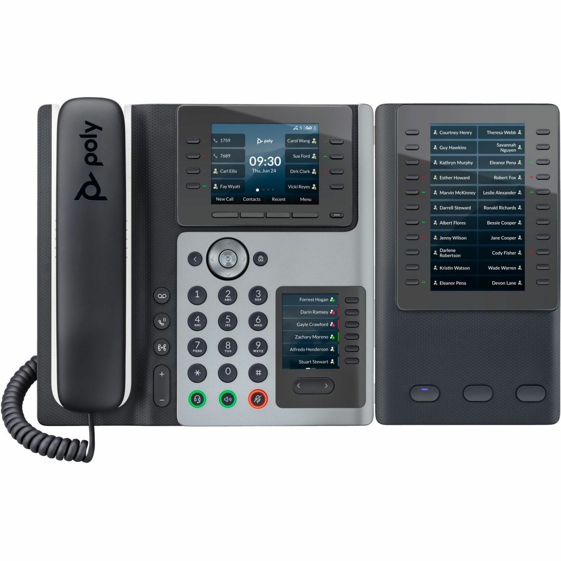 Poly Edge E400 IP Phone and PoE-enabled GSA/TAA - 3.5" LCD - 2 x Network (RJ-45) - PoE Ports — alternate image1
