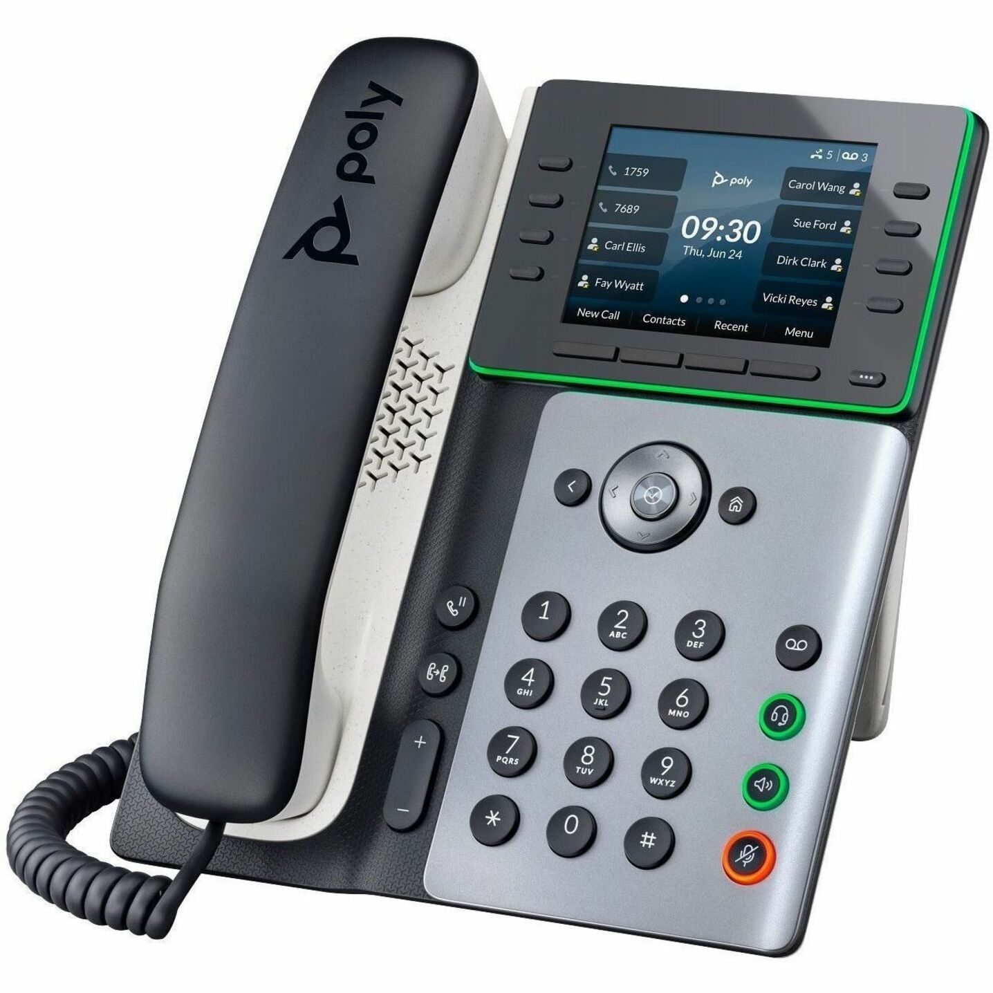 Poly Edge E350 IP Phone and PoE-enabled GSA/TAA - 32 x Total Line - VoIP - 3.5" LCD - IEEE 802.11a/b/g/n/ac - 2 x Network (RJ-45) - PoE Ports — alternate image1