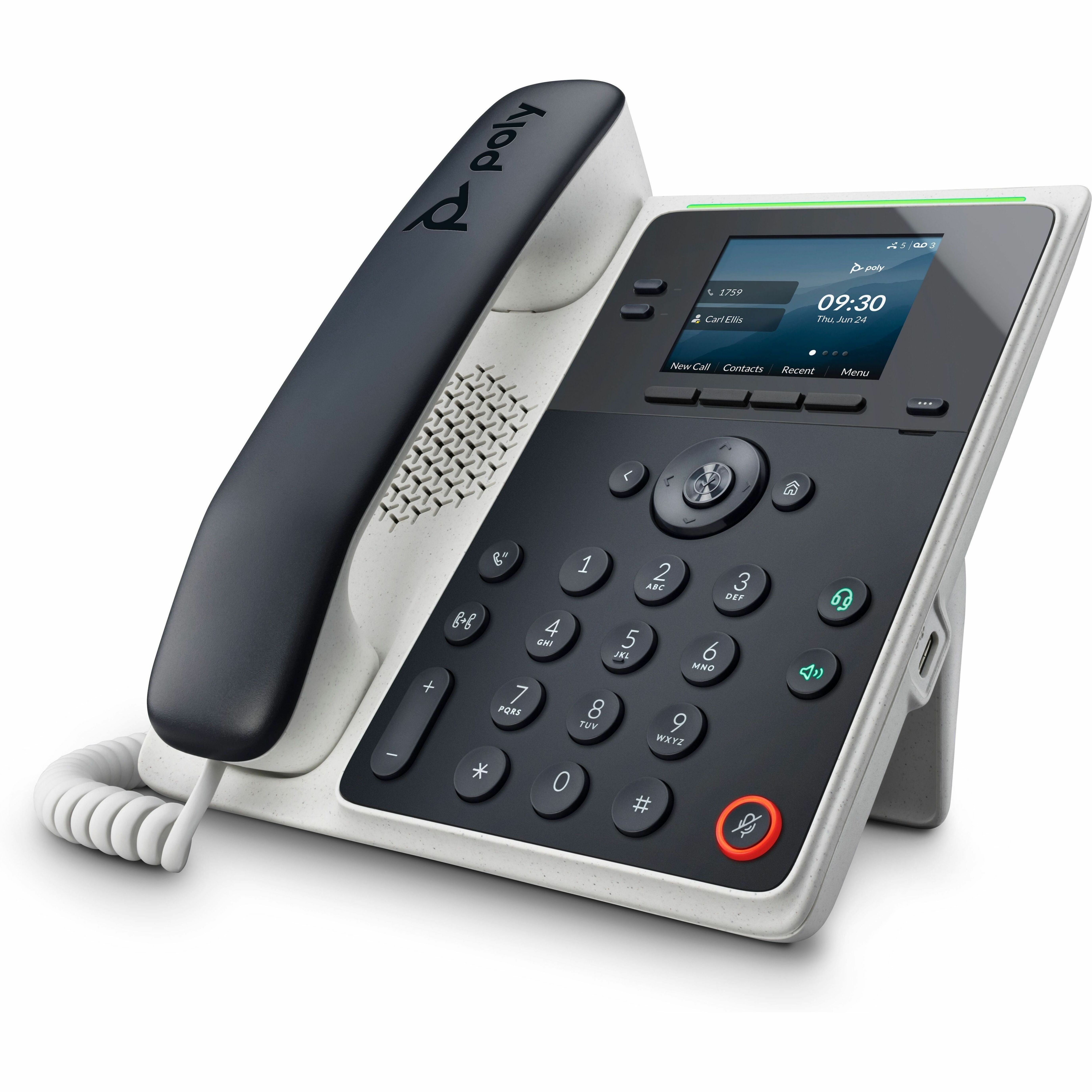 Poly Edge E100 IP Phone and PoE-enabled GSA/TAA - 8 x Total Line - VoIP - 2.8" LCD - 2 x Network (RJ-45) - PoE Ports — alternate image5