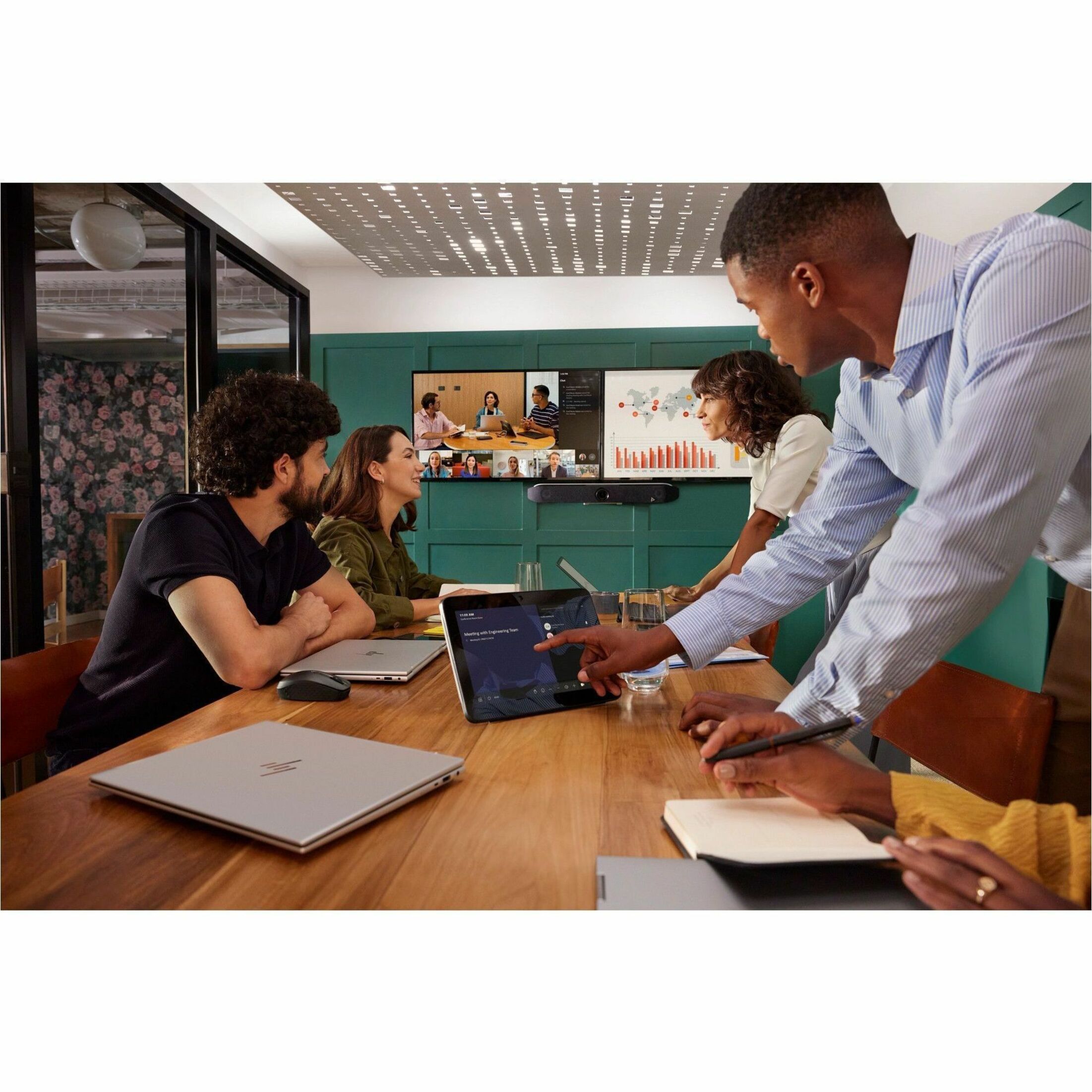 Poly Studio V52 USB Video Bar - For Video Conferencing, Meeting Space - Medium Room Size Supported - 3840 x 2160 Video (Live) - 4K UHD - 1 x Network (RJ-45) - 1 x HDMI In - 2 x HDMI Out - USB - Internal Speaker(s) — alternate image5