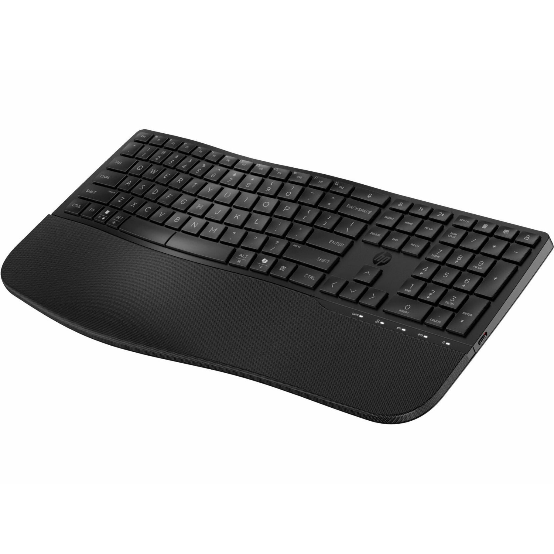 HP 685 Comfort Dual-Mode Keyboard for Business - Wireless Connectivity - Bluetooth/RF - Full-size - 32.81 ft - 2.40 GHz - USB Type A Interface - Dictation, Language Switch, CoPilot Hot Key(s) - Windows 11, Windows 10, macOS, ChromeOS - PC, Mac - Plunger Keyswitch - AA Battery Size Supported - Black