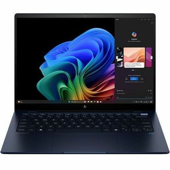 HP EliteBook Ultra G1q 14" Notebook - 2.2K - Qualcomm Snapdragon X Elite X1E-78-100 - 16 GB - 512 GB SSD - English, French Keyboard - Smart Buy - Qualcomm Chip - 2240 x 1400 - Windows 11 Pro - Qualcomm Adreno - Front Camera/Webcam - IEEE 802.11ax Wireless LAN Standard — front