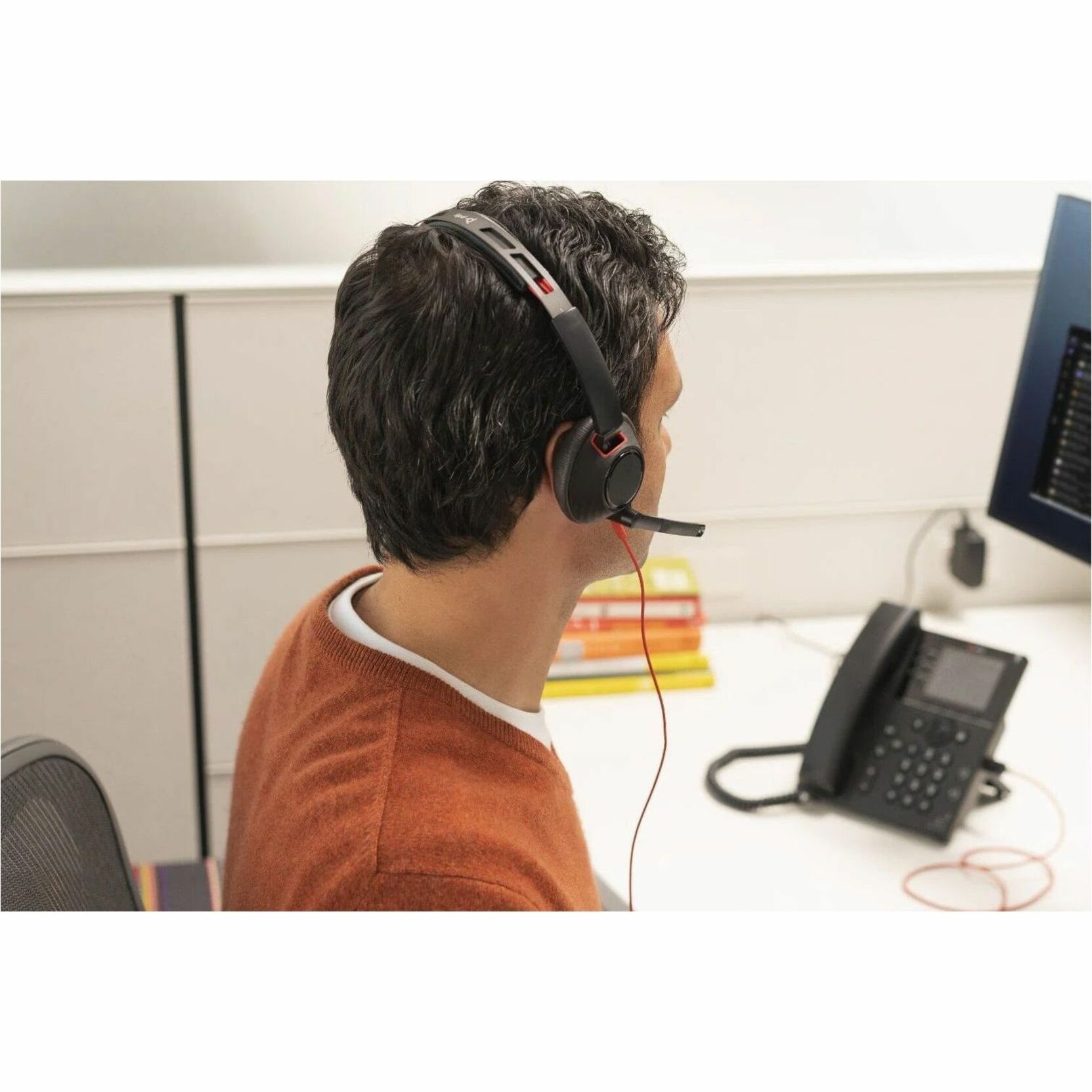 Poly Blackwire 5210 Monaural USB-A Headset TAA (Bulk) - Microsoft Teams Certification - Mono - USB Type A, Mini-phone (3.5mm) - Wired - 32 Ohm - On-ear, Behind-the-head - Monaural - Supra-aural - 7.10 ft Cable - Noise Cancelling, Omni-directional Microphone - Noise Canceling - Black - TAA Compliant — alternate image2