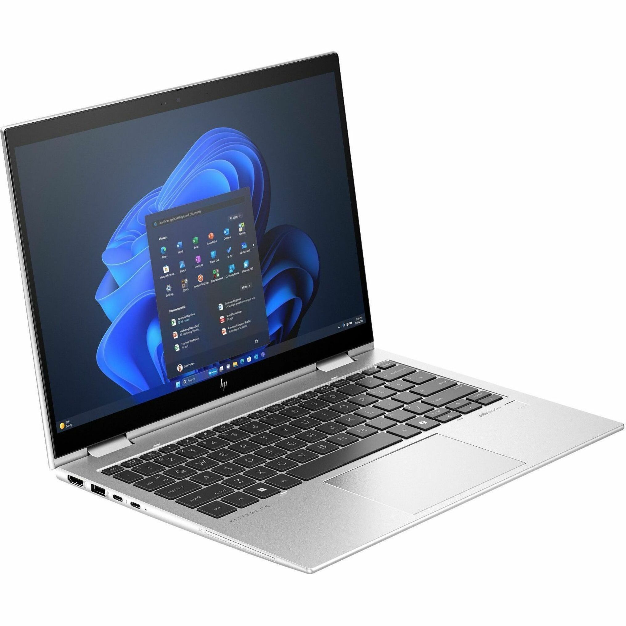 HP EliteBook 835 G11 13.3" Touchscreen Notebook - WUXGA - AMD Ryzen 7 Ryzen 8000 Series 8840U - 32 GB - 512 GB SSD - Pike Silver - AMD Chip - 1920 x 1200 - Windows 11 Pro - AMD - In-plane Switching (IPS) Technology - Front Camera/Webcam - IEEE 802.11ax Wireless LAN Standard - Wi-Fi 6E — alternate image2