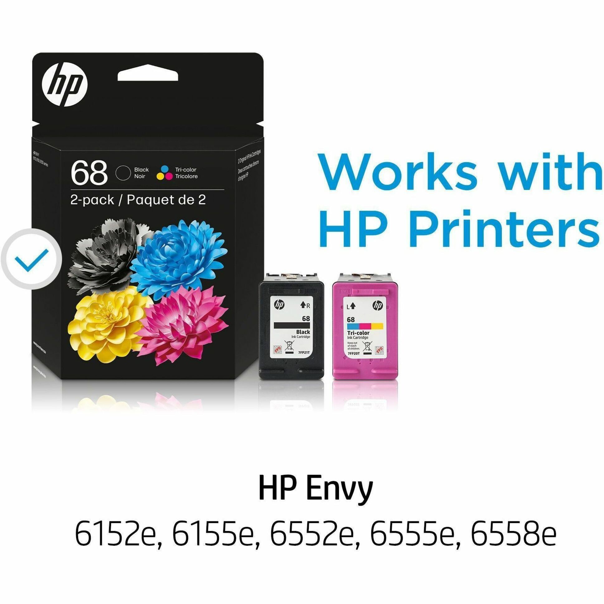 HP 68 Original Standard Yield Inkjet Ink Cartridge - Black, Tri-color, Cyan, Magenta, Yellow - 2 Pack - 160 Pages, 120 Pages — alternate image1