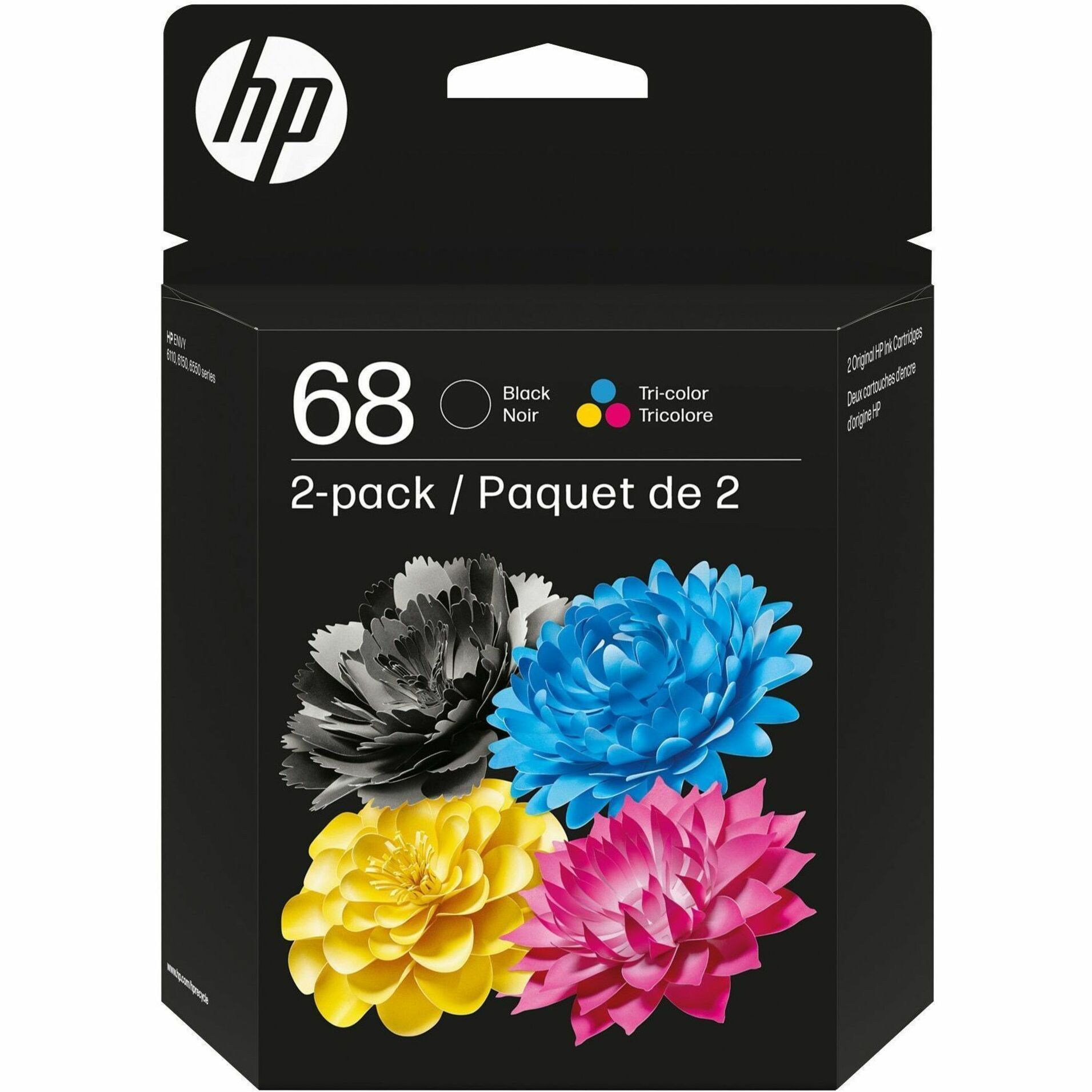 HP 68 Original Standard Yield Inkjet Ink Cartridge - Black, Tri-color, Cyan, Magenta, Yellow - 2 Pack - 160 Pages, 120 Pages