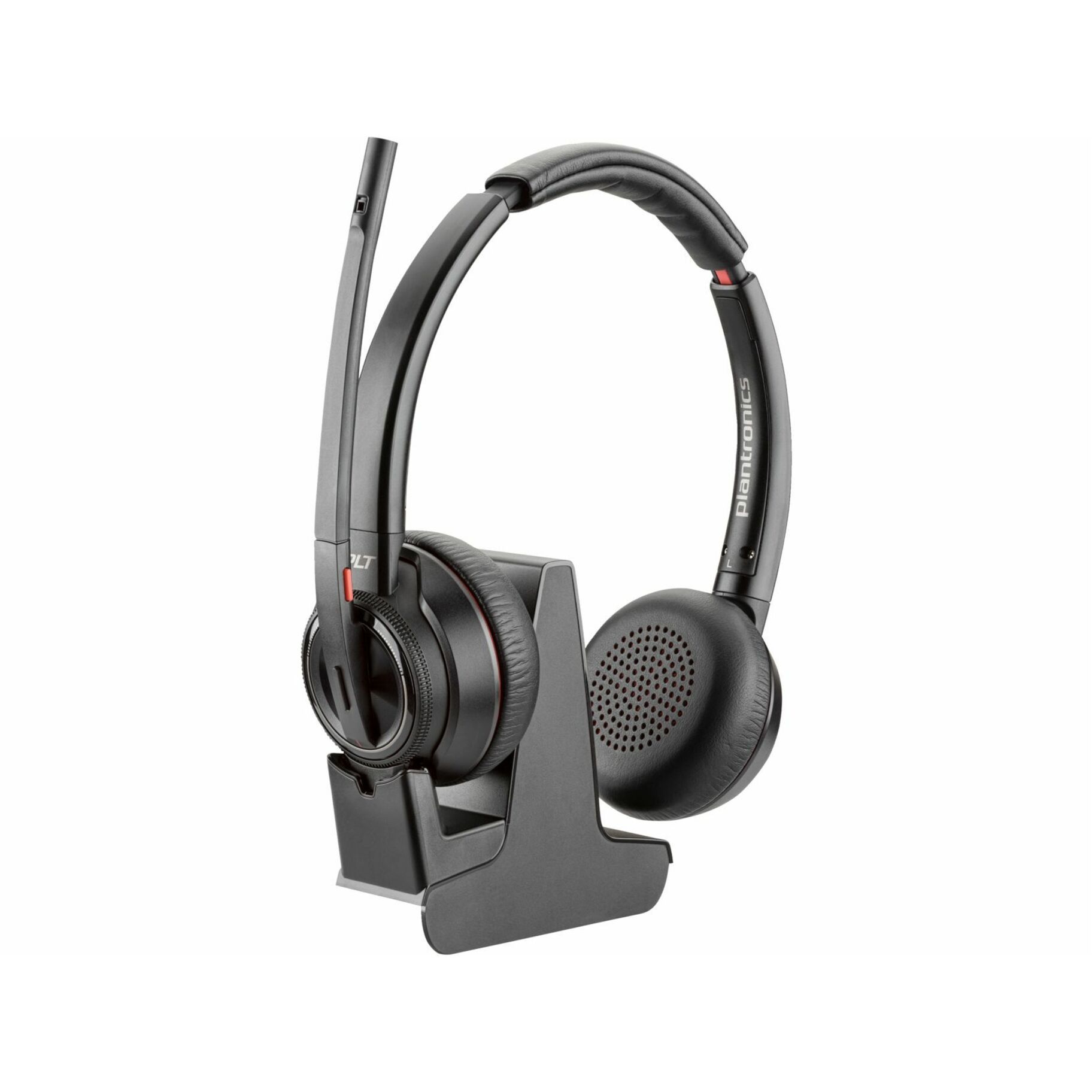 Poly Savi 8220 UC DECT 1920-1930 MHz Single Ear Headset TAA - Stereo - DECT - 590.6 ft - 32 Ohm - On-ear, Over-the-head - Binaural - Supra-aural - Omni-directional, Noise Cancelling Microphone - Black - TAA Compliant