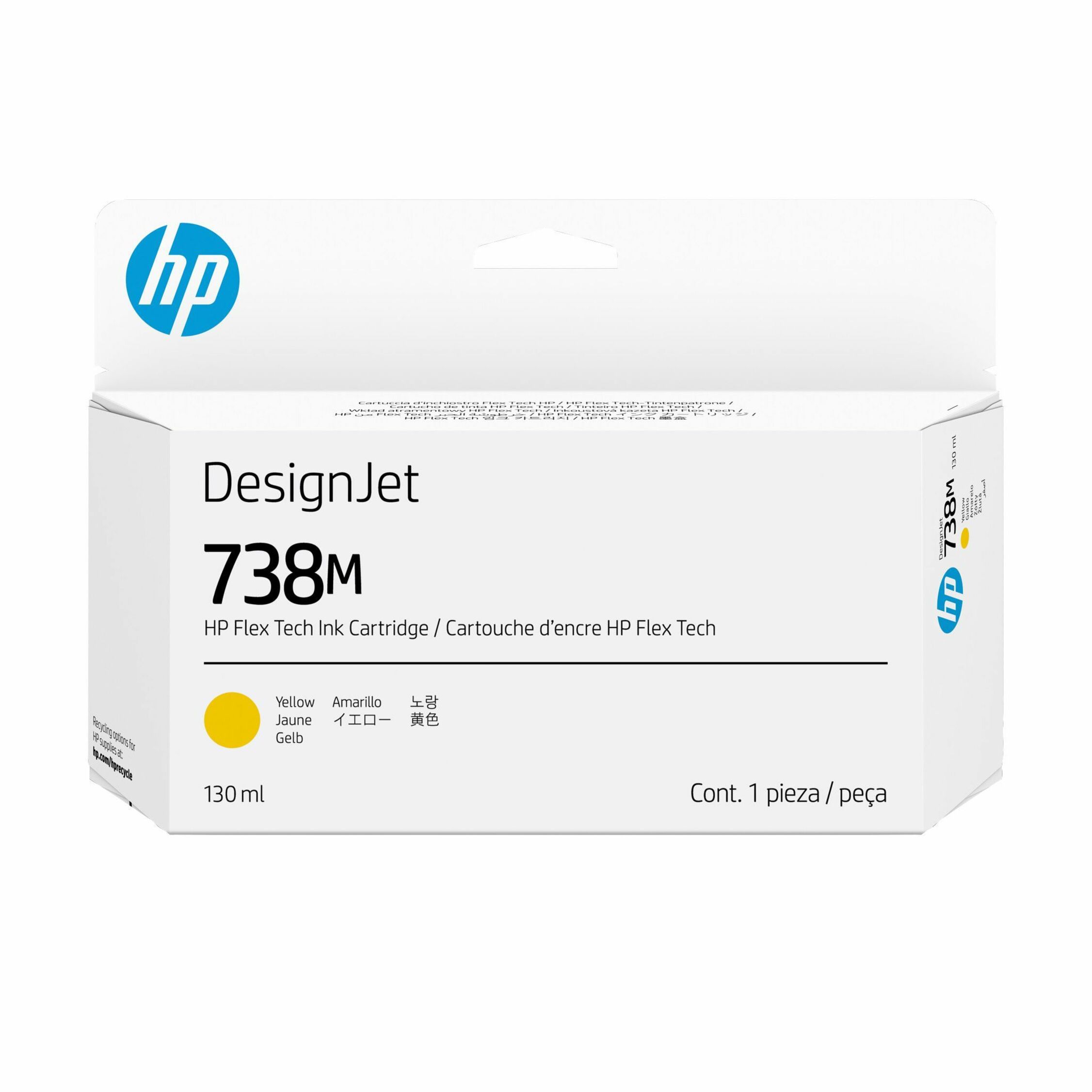 HP 738M Original Inkjet Ink Cartridge - Yellow - 1 Pack - 130 mL
