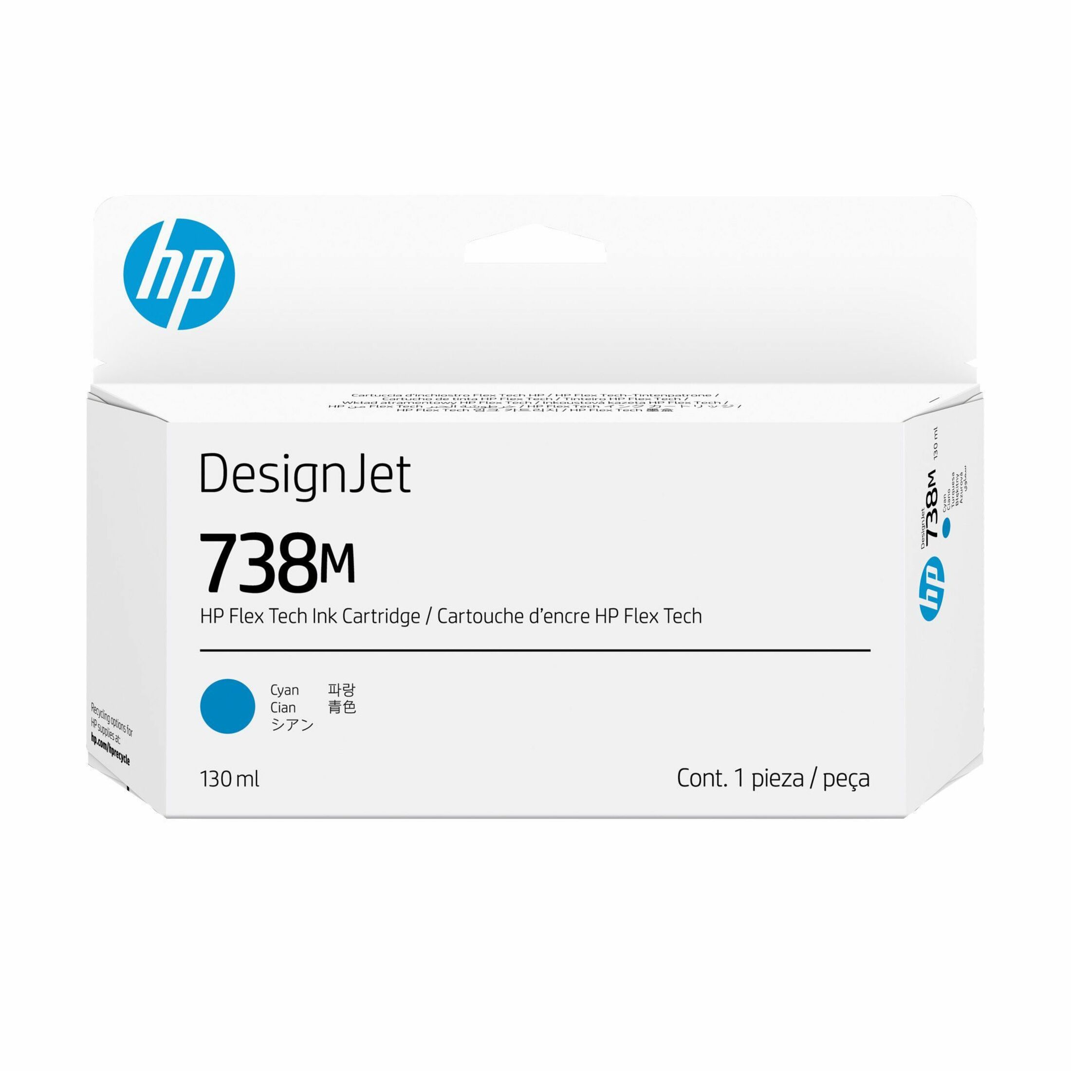 HP 738M Original Inkjet Ink Cartridge - Cyan - 1 Pack - 130 mL