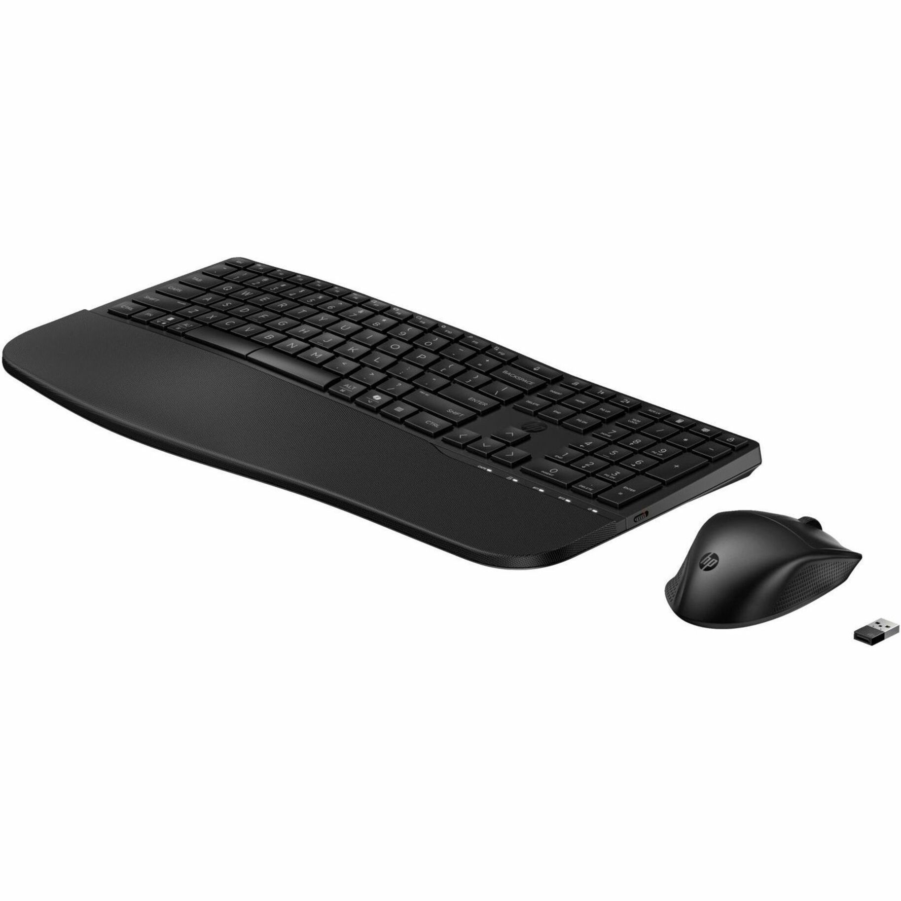 HP 685 Comfort Dual-Mode Keyboard and Mouse Combo (8T6L7UT) - USB Type A Plunger Wireless Bluetooth/RF 2.40 GHz Keyboard - Black - USB Type A Wireless Bluetooth/RF Mouse - 4000 dpi - Tilt Wheel - Black - CoPilot, Dictation, Language Switch Hot Key(s) - AA - Compatible with Notebook for PC, Mac