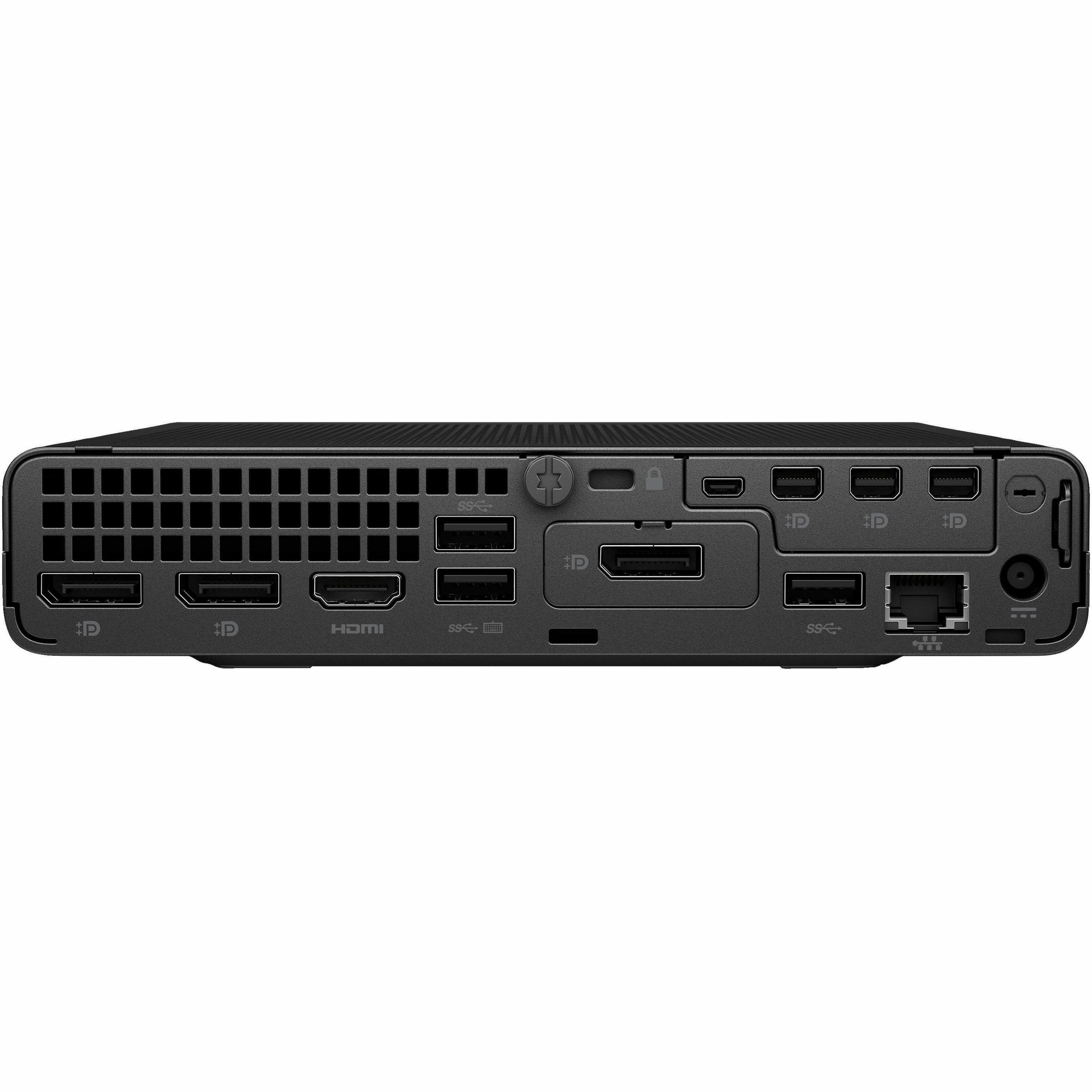 HP Elite Mini 600 G9 Desktop Computer - Intel Core i5 12th Gen i5-12500T - vPro Technology - 16 GB - 512 GB SSD - Mini PC - Intel Q670 Chip - Windows 11 Pro - Intel UHD Graphics 770 DDR5 SDRAM - IEEE 802.11ax Wireless LAN - 90 W — rear