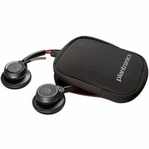 Poly Voyager Focus B825 UC Headset TAA - Microsoft Teams Certification - Siri, Google Assistant - Stereo - Wireless - Bluetooth - 98.4 ft - 20 Hz to 20 kHz - On-ear - Binaural - MEMS Technology, Electret Condenser, Noise Cancelling Microphone - Noise Canceling - Black - TAA Compliant — alternate image1