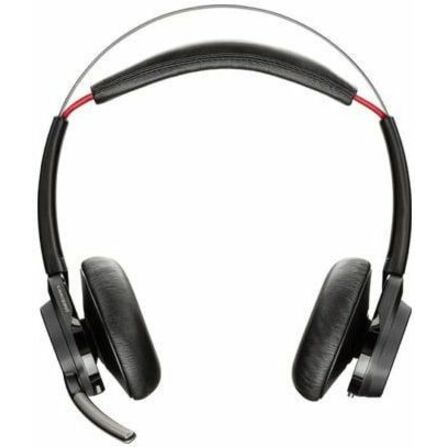 Poly Voyager Focus B825 UC Headset TAA - Microsoft Teams Certification - Siri, Google Assistant - Stereo - Wireless - Bluetooth - 98.4 ft - 20 Hz to 20 kHz - On-ear - Binaural - MEMS Technology, Electret Condenser, Noise Cancelling Microphone - Noise Canceling - Black - TAA Compliant