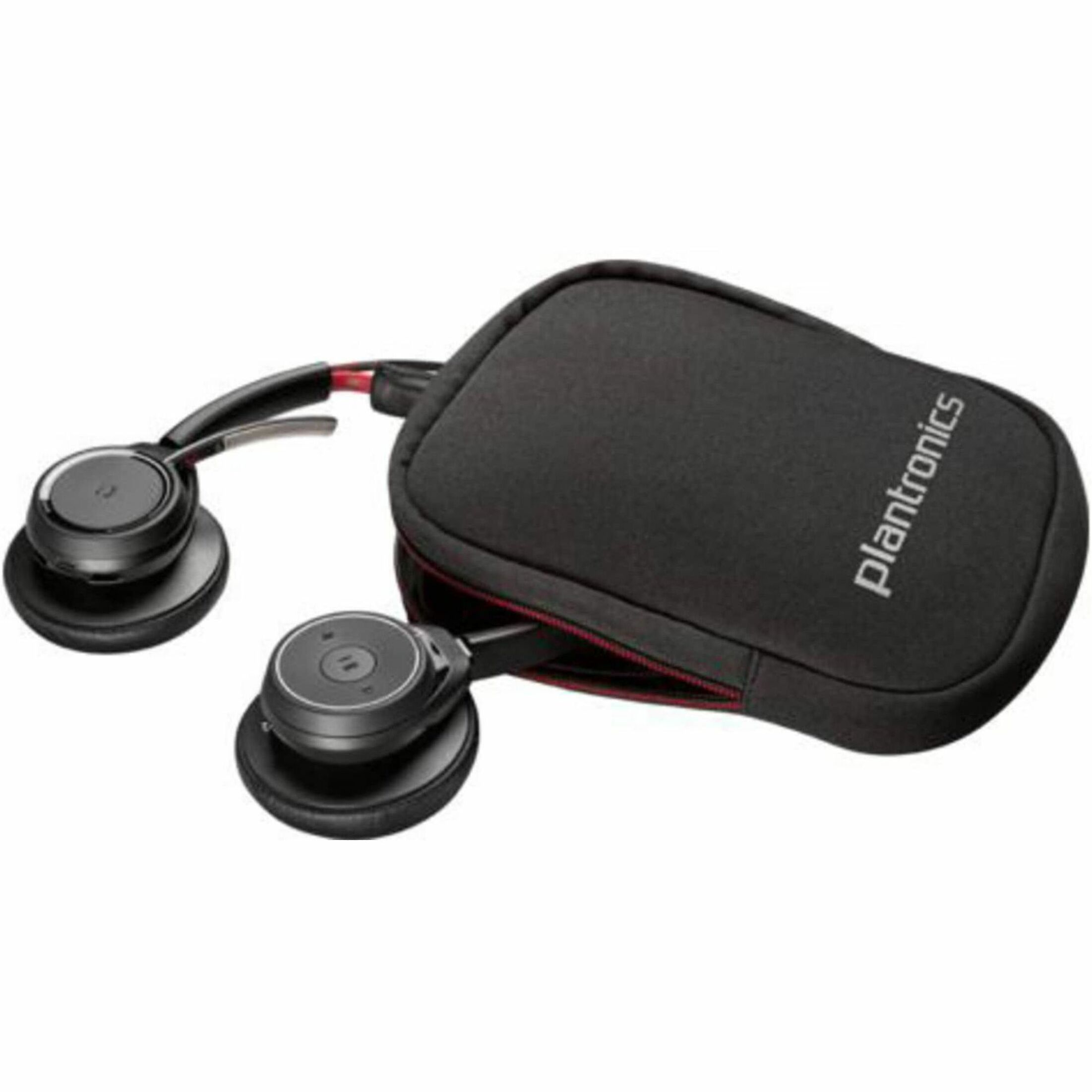 Poly Voyager Focus B825 USB-A Headset +Charging Stand TAA - Siri, Google Assistant - Stereo - Wireless - Bluetooth - 98.4 ft - 20 Hz to 20 kHz - Over-the-head, On-ear - Binaural - Supra-aural - MEMS Technology Microphone - Noise Canceling - Black - TAA Compliant — alternate image1
