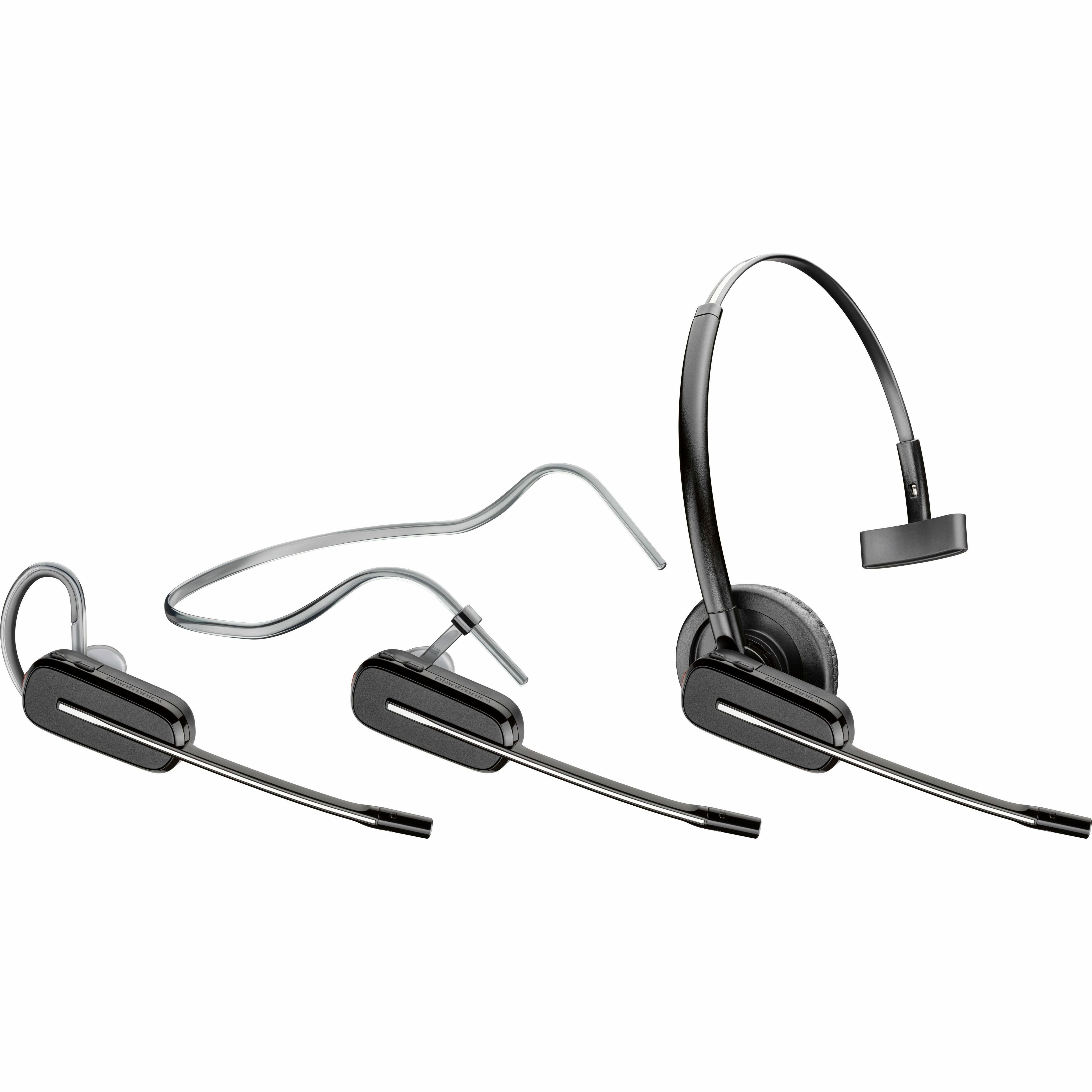 Poly Savi 8445 Office DECT 1920-1930 MHz Convertible Headset - Mono - Wireless - Bluetooth/DECT - 590 ft - 32 Ohm - On-ear, Over-the-ear - Monaural - Outer-ear - Noise Cancelling Microphone - Noise Canceling - Black — alternate image1