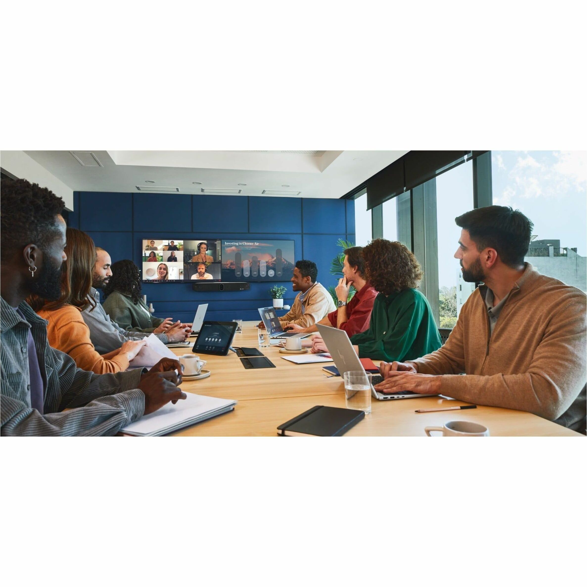 Poly Studio X72 All-In-One Video Bar No Radio TAA - For Meeting Room, Video Conferencing - Large Room Size Supported - 3840 x 2160 Video (Live) - H.323, SIP, H.235.6 - 4K UHD - 30 fps - H.264 AVC, H.264 High Profile, H.265 - Siren 22, G.719, Siren 14, G.722.1C, G.722, G.722.1, G.711, G.728, G.729a - 1 x HDMI In - 2 x HDMI Out - USB - Gigabit Ethernet - Wireless LAN - Wall Mountable - TAA Compliant — alternate image6