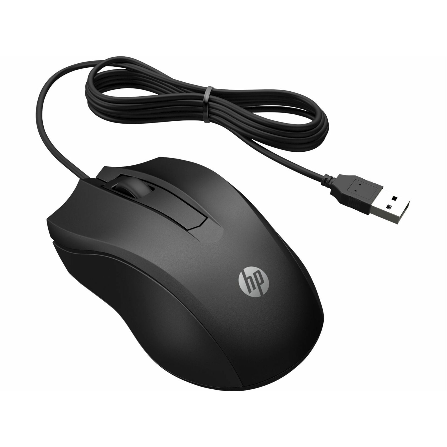 HP Wired Mouse 100 - Optical - Cable - Black - USB Type A - 1600 dpi - Scroll Wheel - 3 Button(s) - Symmetrical