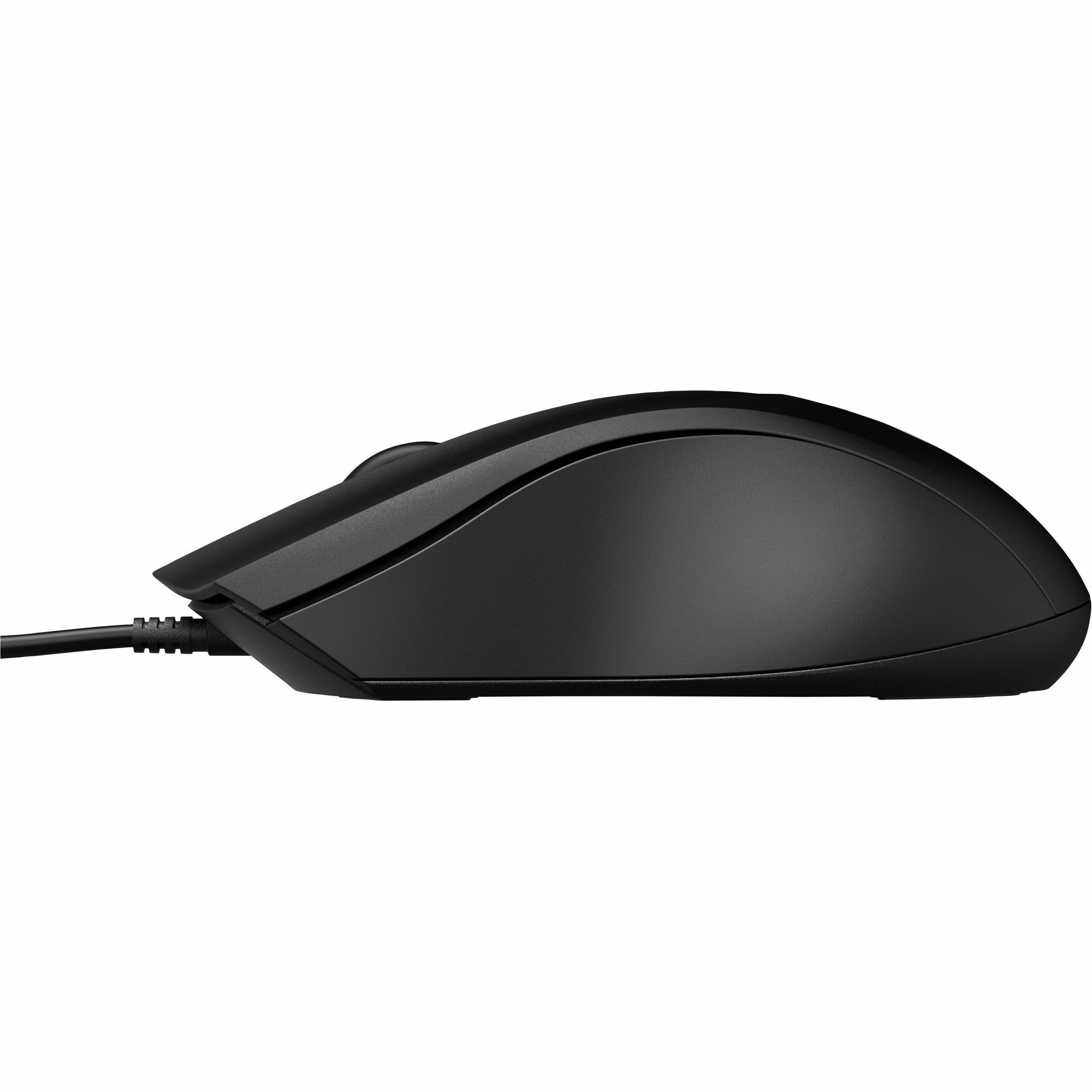 HP Wired Mouse 100 - Optical - Cable - Black - USB Type A - 1600 dpi - Scroll Wheel - 3 Button(s) - Symmetrical — rightmaximum