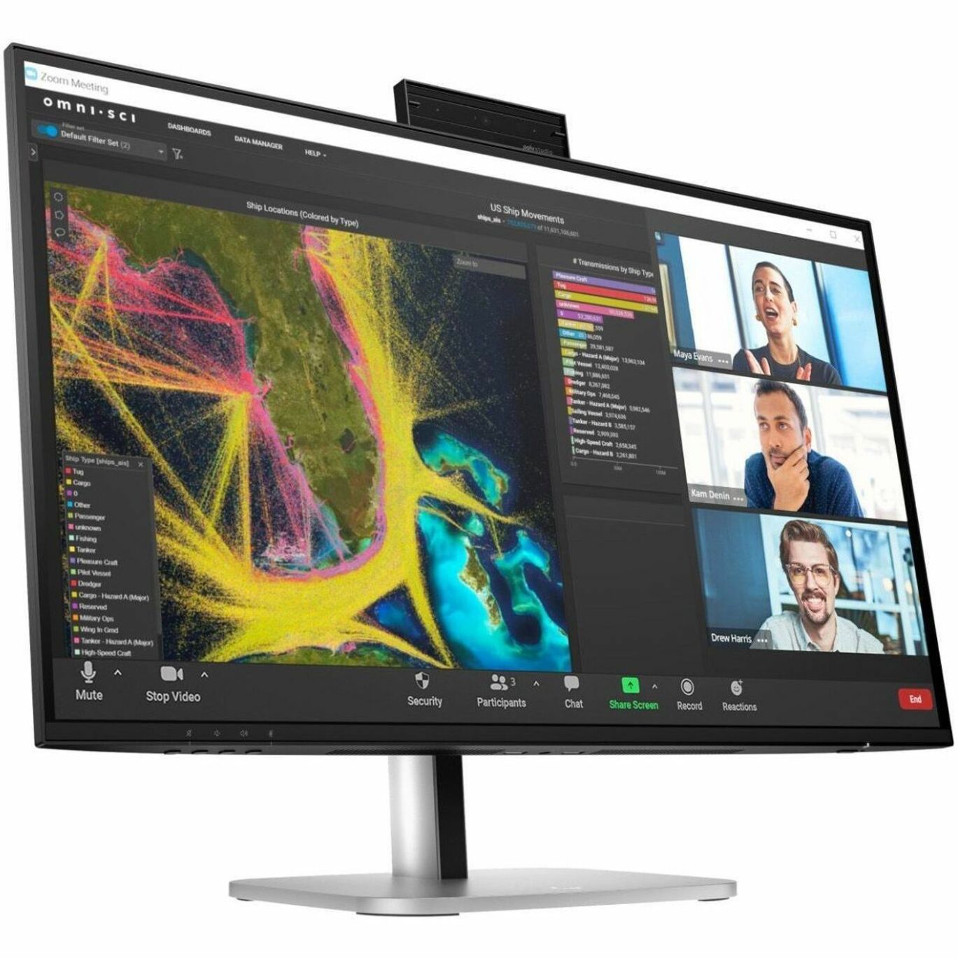 HP 527pm 27" Class WQHD LCD Monitor - 16:9 - Sleek Black, Silver - 27" Viewable - In-plane Switching (IPS) Technology - 2560 x 1440 - 350 Nit - 100 Hz Refresh Rate - Speakers - USB Type-C — alternate image3