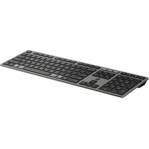 HP 725 Keyboard - Wireless Connectivity - Bluetooth/RF - Full-size - 32.81 ft - 2.40 GHz - USB Type A Interface - CoPilot, Dictation, Lock, Calculator, Multi-device Key Hot Key(s) - Windows 10, Windows 11, macOS, ChromeOS - English (US) - PC - Nightfall Black — leftmaximum