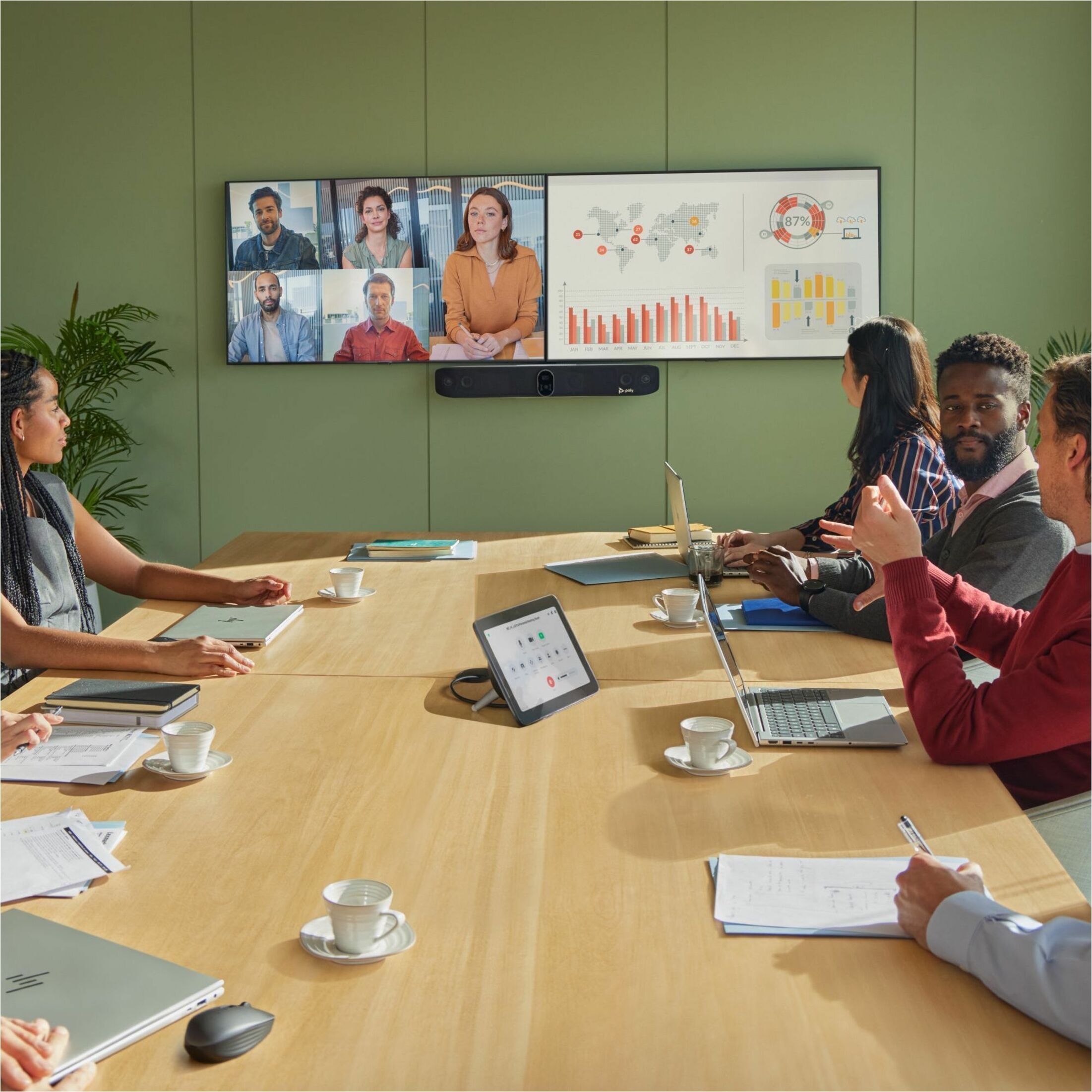 Poly Studio V72 USB Video Bar - For Video Conferencing, Meeting Room, Collaboration Space, Audio Conferencing - Large Room Size Supported - 3840 x 2160 Video (Live) - 4K UHD - 2 x Network (RJ-45) - 1 x HDMI In - 2 x HDMI Out - USB - Ethernet - Wireless LAN - Wall Mountable — alternate image12