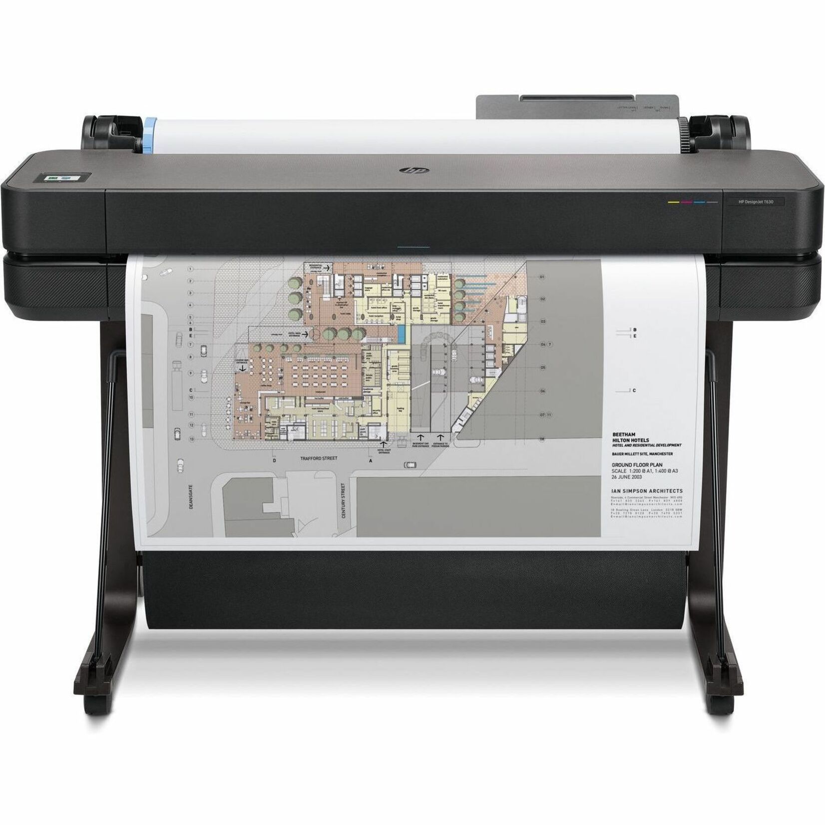 HP Designjet T630 A0 Inkjet Large Format Printer - Includes Printer - 36" Print Width - Color - 30 Second Color Speed - 2400 x 1200 dpi - 1 GB - USB - Ethernet - Wireless LAN - Wi-Fi Direct - Printer Stand Included — alternate image1