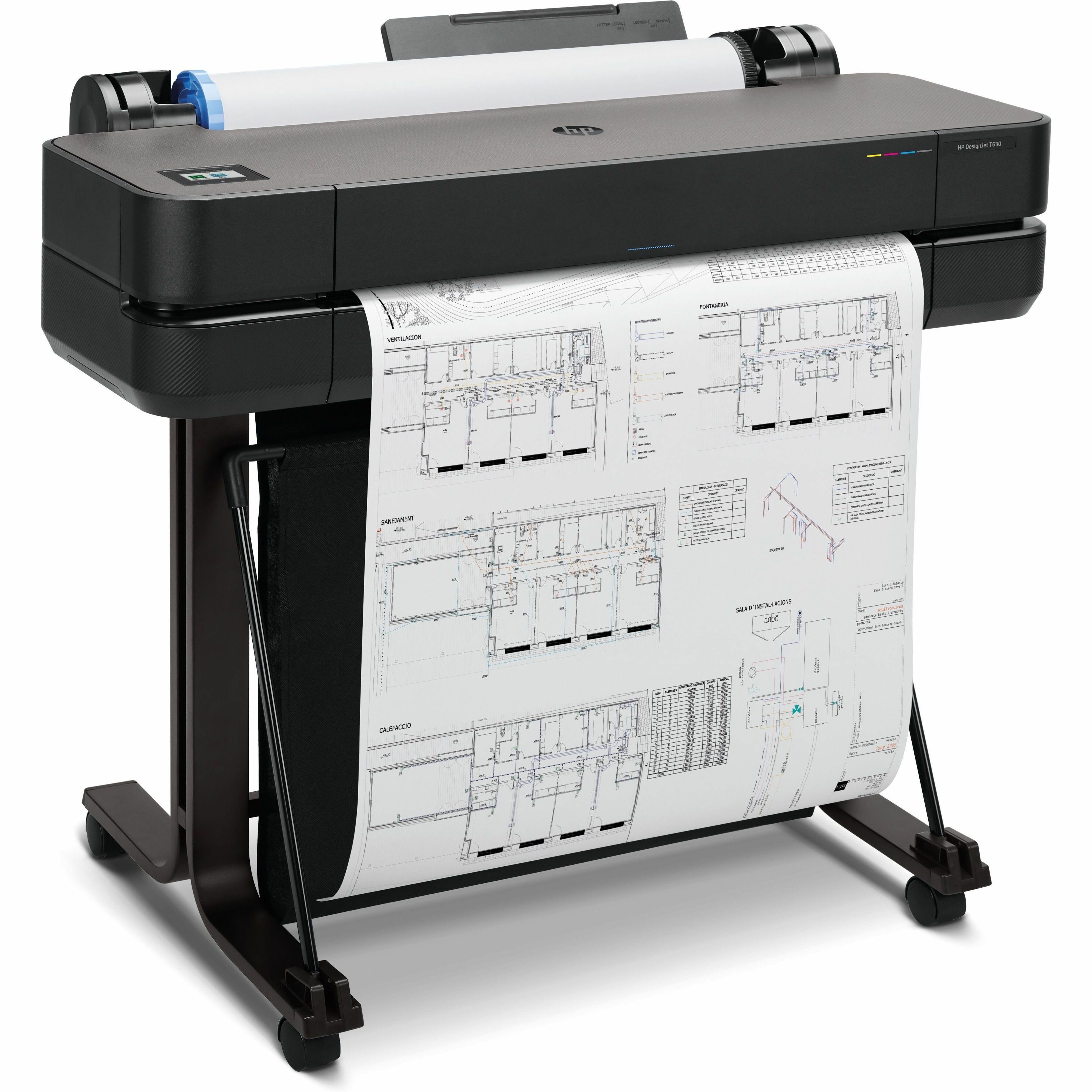 HP Designjet T630 A0 Inkjet Large Format Printer - Includes Printer - 24" Print Width - Color - 30 Second Color Speed - 2400 x 1200 dpi - 1 GB - USB - Ethernet - Wireless LAN - Wi-Fi Direct - Printer Stand Included — alternate image4