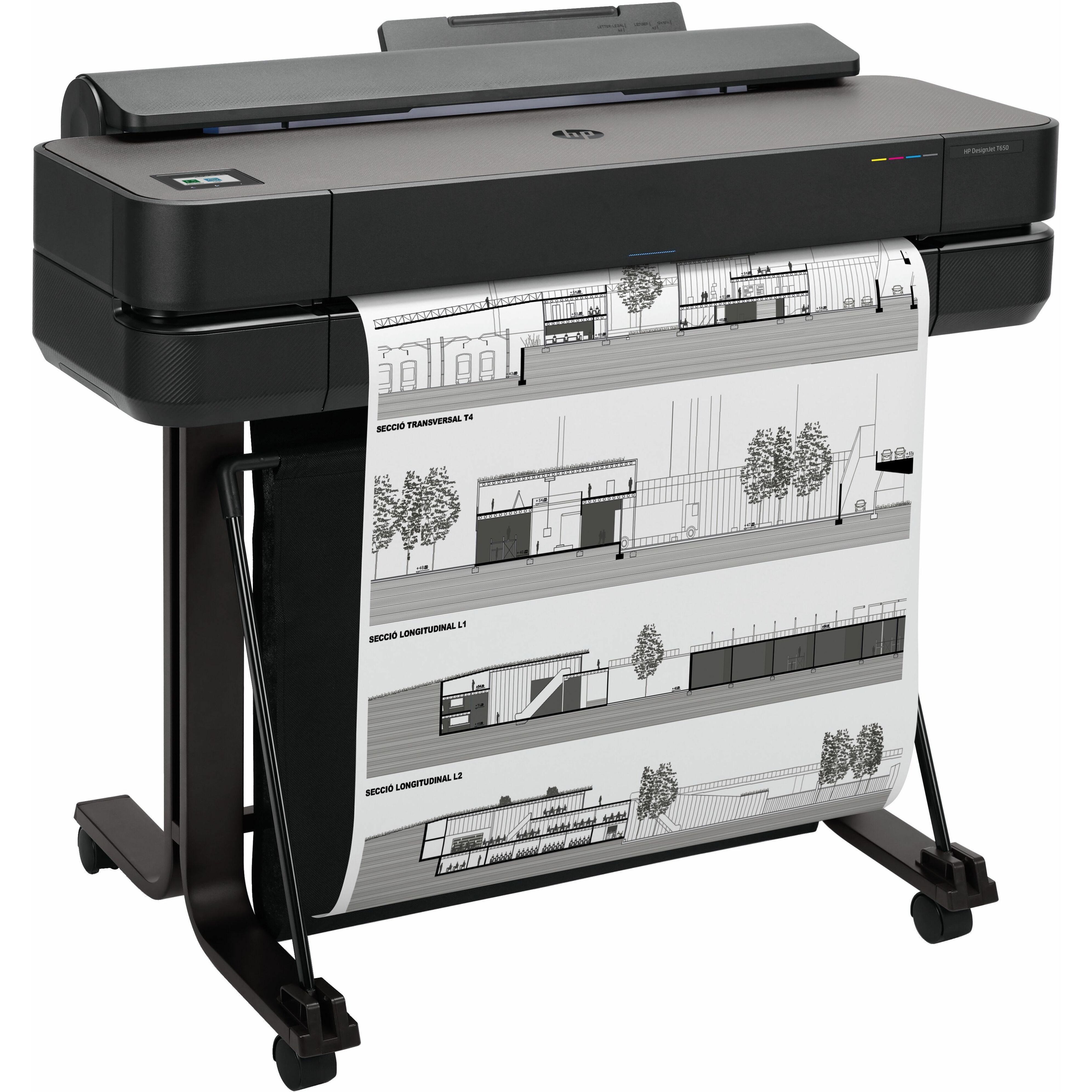 HP Designjet T650 A0 Inkjet Large Format Printer - Includes Printer - 24" Print Width - Color - 25 Second Color Speed - 2400 x 1200 dpi - 1 GB - USB - Ethernet - Wireless LAN - Wi-Fi Direct - Printer Stand Included