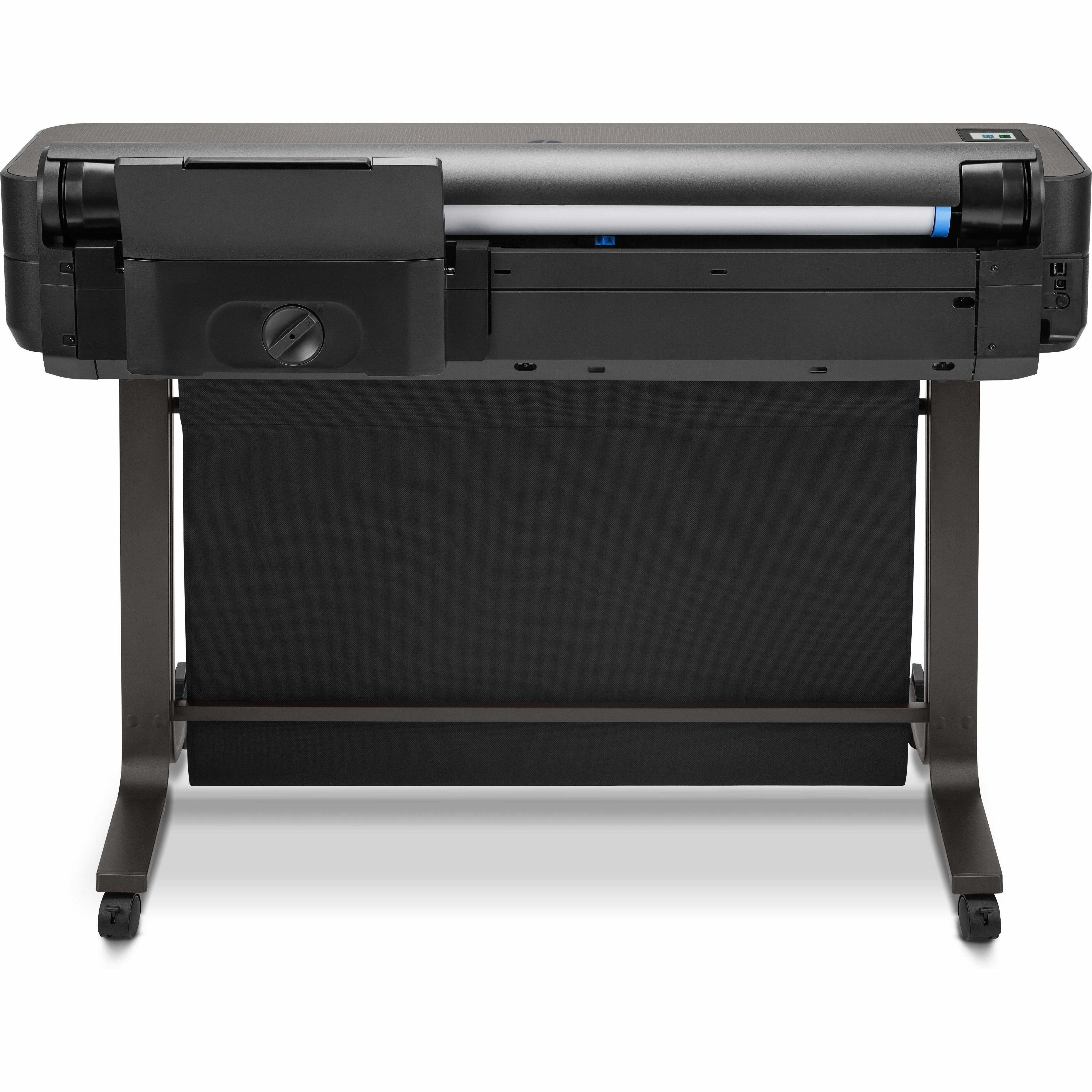 HP Designjet T650 A0 Inkjet Large Format Printer - Includes Printer - 36" Print Width - Color - 25 Second Color Speed - 2400 x 1200 dpi - 1 GB - USB - Ethernet - Wireless LAN - Wi-Fi Direct - Printer Stand Included — rear