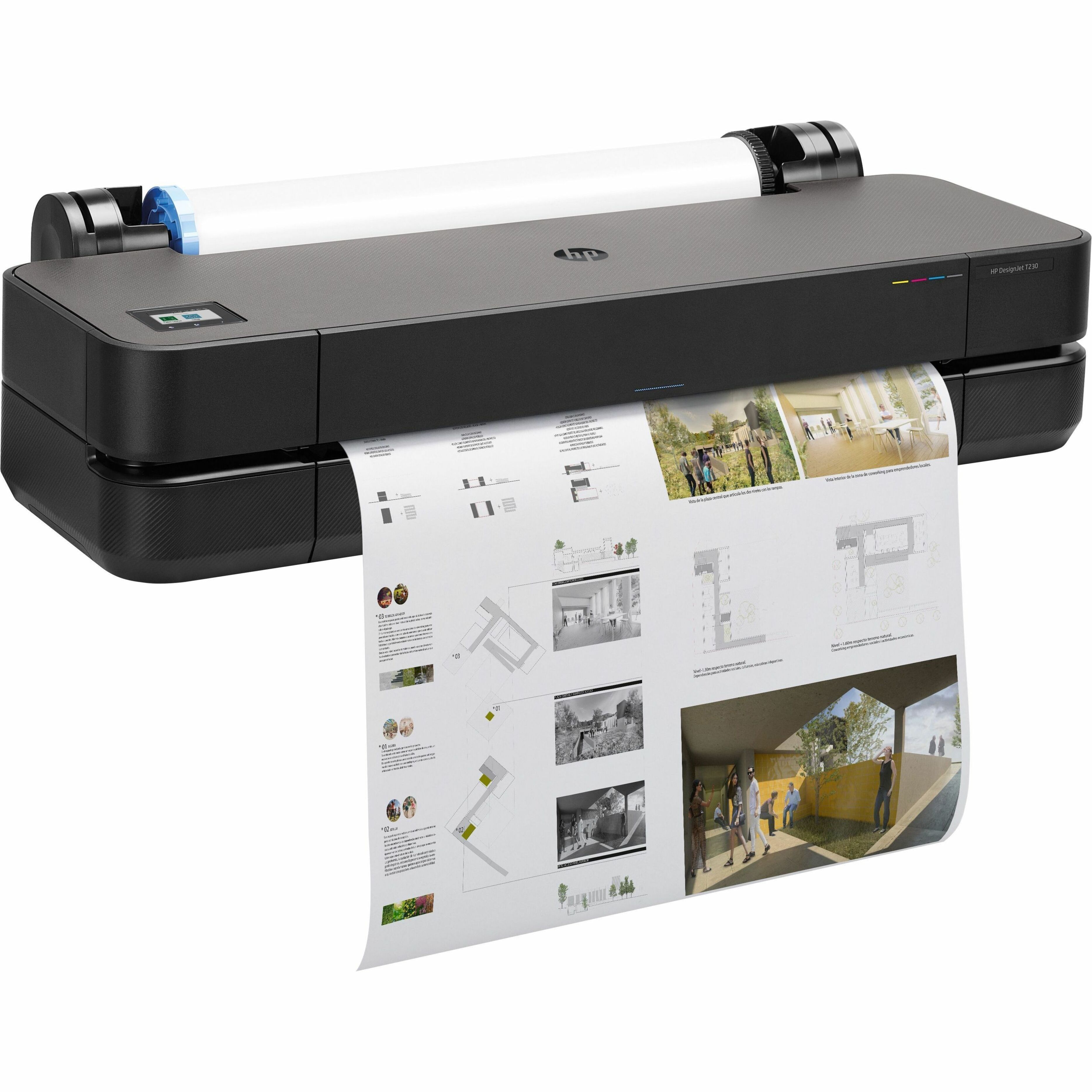 HP Designjet T230 A1 Inkjet Large Format Printer - Includes Printer - 24" Print Width - Color - 35 Second Color Speed - 2400 x 2400 dpi - 500 MB - USB - Ethernet - Wireless LAN - Wi-Fi Direct — alternate image1